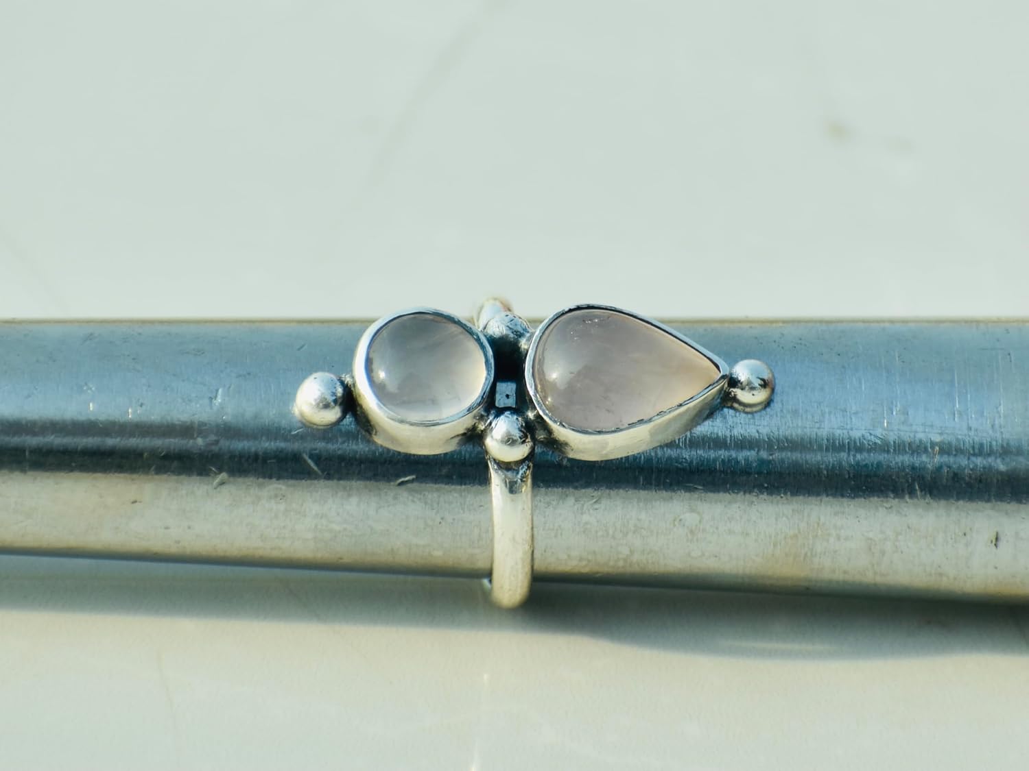 Rose Quartz Ring 925 Sterling Silver Handmade Gemstone Ring for Women Boho Statement Ring Rose Quartz Jewelry Unique Gift for Her Elegant Pink Crystal Ring