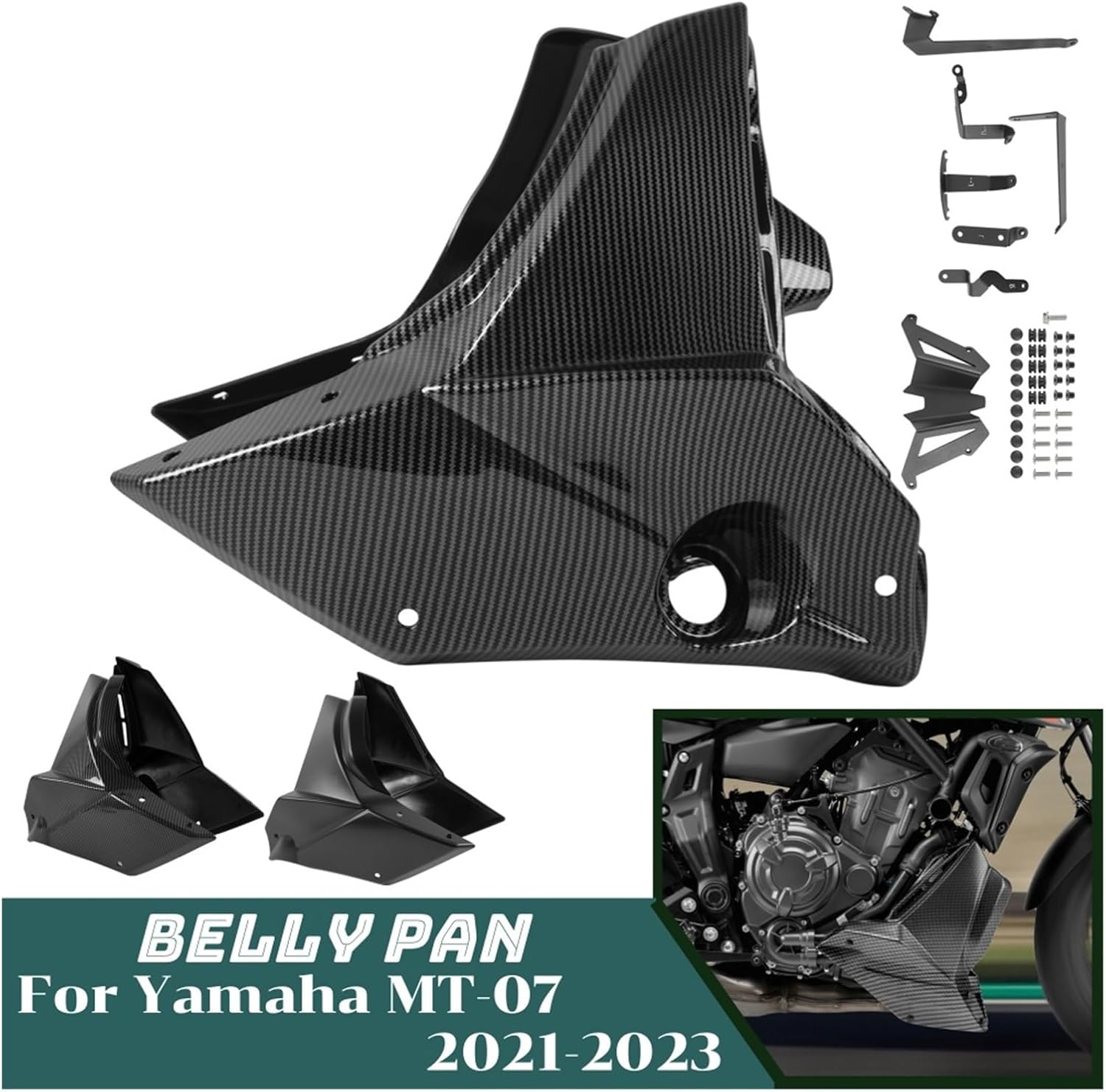 motorcycle fairing For Yamaha FZ-07 MT 07 2021 2022 2023 Motorcycle Lower Fairing Body Kit Engine Spoiler Accessories fairing panel(Carbon Fiber look)