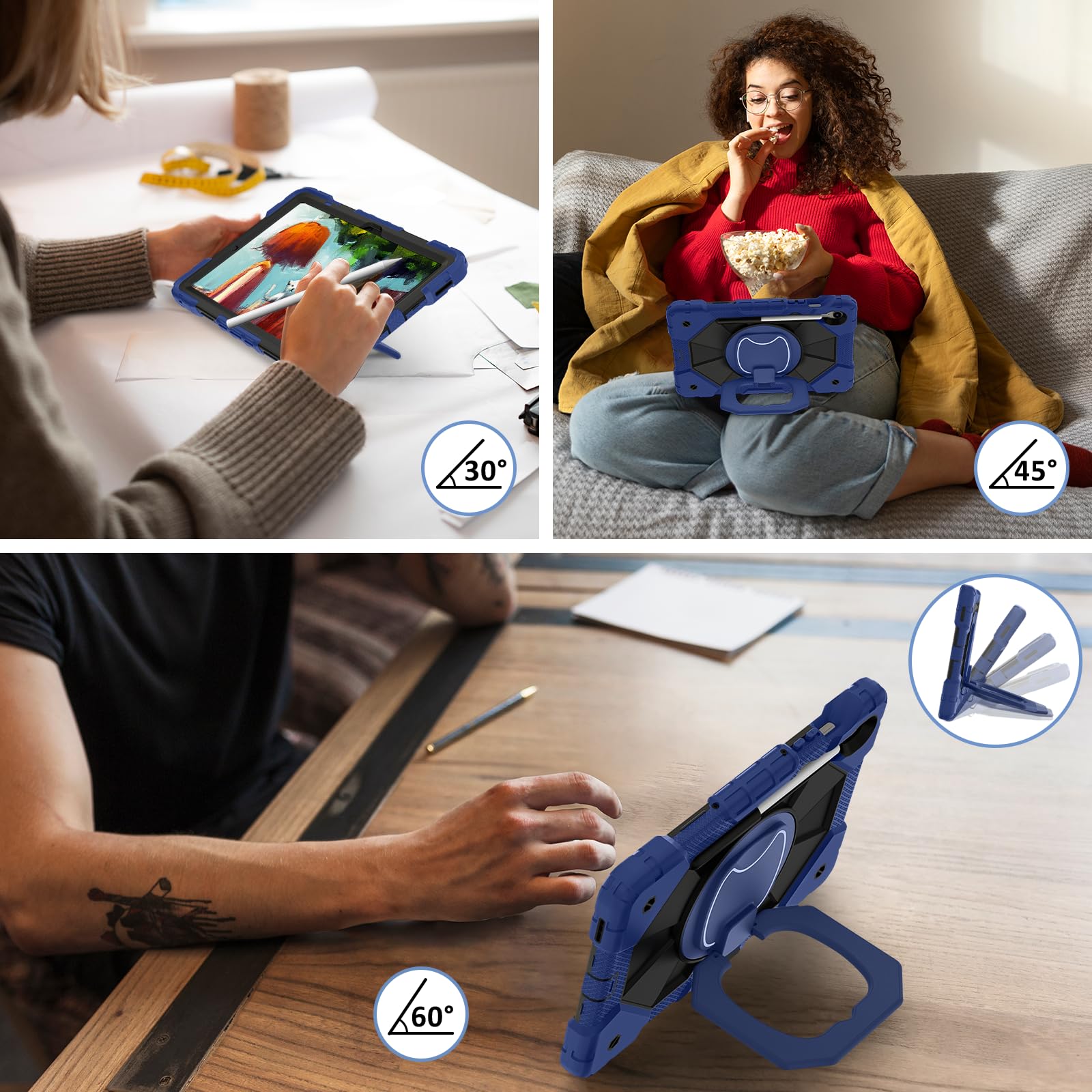 Funda resistente para Samsung Galaxy Tab S10 Lite de 10.9 pulgadas 2025 SM-X400/X406B con soporte para bolígrafo S, soporte giratorio/anillo colgante, correa de hombro resistente a los golpes