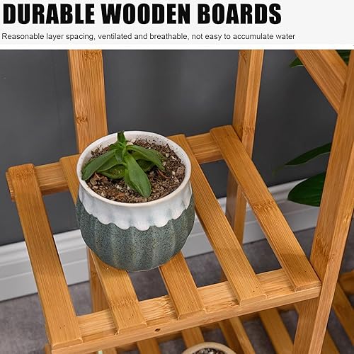 Miniatura 5 de Soporte para plantas de madera de varios niveles para interiores y exteriores, múltiples soportes para macetas, estante de exhibición para plantas,