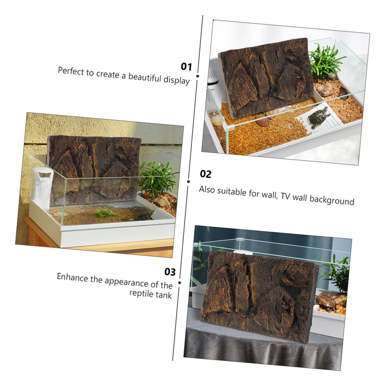 Abaodam Fondo Decorativo para Decoración y Ambiente Natural para Acuario y Terrario de Tortugas 2 Piezas de PU Alta Simulación