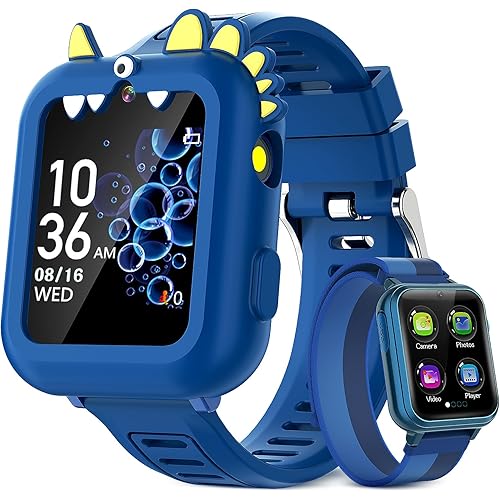 Kids Smart Watch Boys Gift Age 3-12 with 39 Games Alarm Clock Camera Video Music Player Pedometer Flashlight 12/24 hr HD Touch Screen Kids Watch Birthday Boys Gift Toys for 4 5 6 7 8 9 10 Years Olds