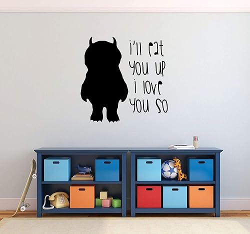 Bedroom Decals for Boys or Girls - Vinyl Wall Decor - "I'll Eat You Up I Love You So" Quote - Where The Wild Things Are Book Vinyl Art for