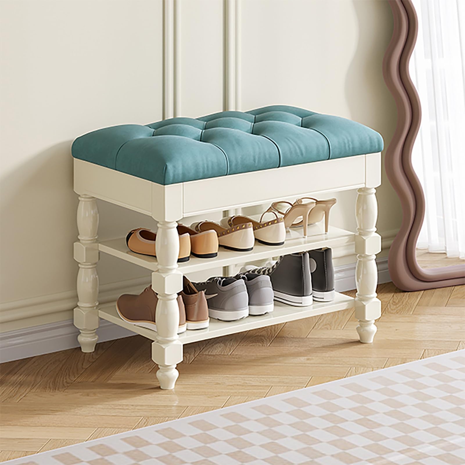 Banc à chaussures d'entrée meuble de rangement dissimulé étagère salon chambre