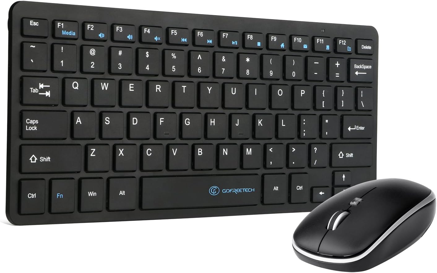 Gofreetech Wireless Keyboard and Mouse Combo 2.4G Ultra Slim Portable 78 Keys Keyboard and Power-Saving Mouse for for Office & Home Use