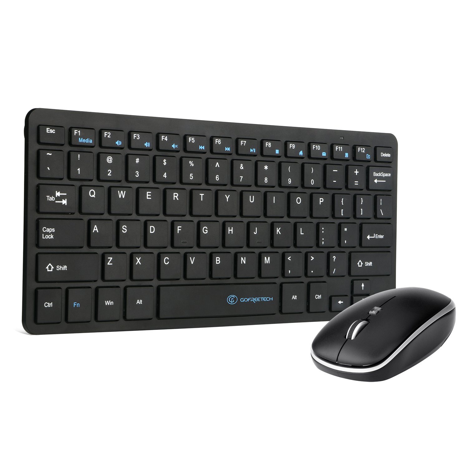 Gofreetech Wireless Keyboard and Mouse Combo 2.4G Ultra Slim Portable 78 Keys Keyboard and Power-Saving Mouse for for Office & Home Use