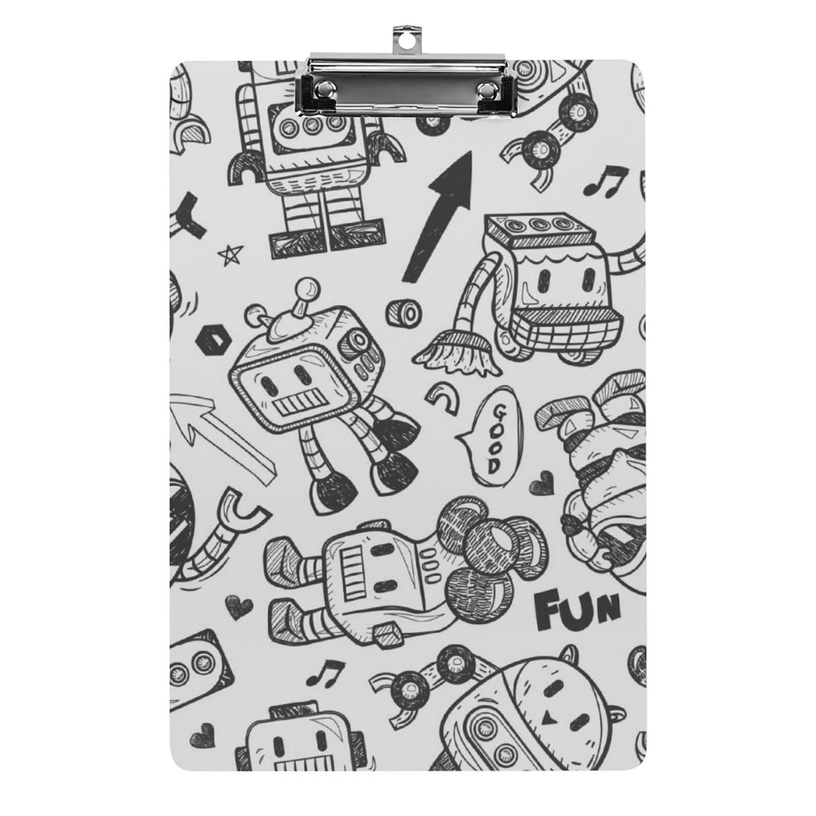 Gray Robot Clipboard Letter Size Paper Clips Nursing Clipboard Writing Board Document Holder