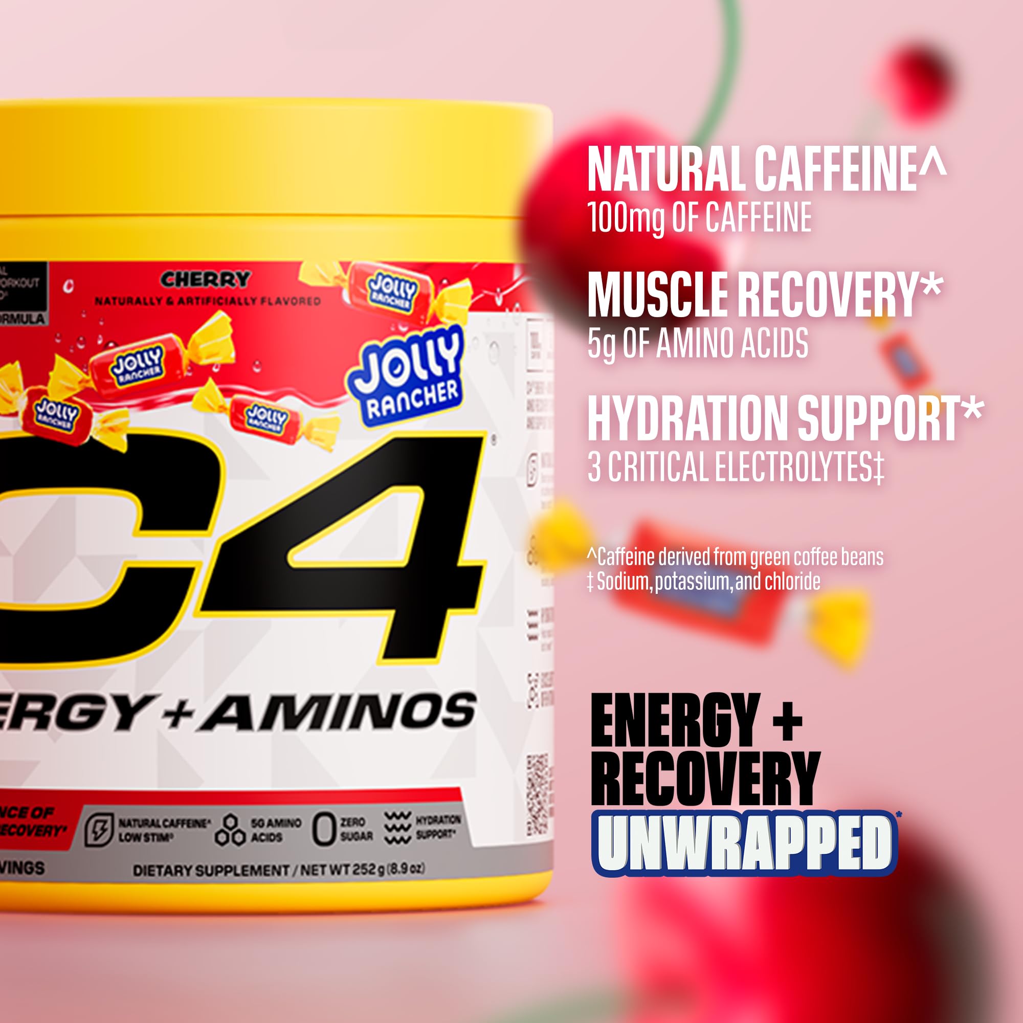 C4 Energy + Aminos Powder, Jolly Rancher Cherry, 30 Servings — Amazon image 3