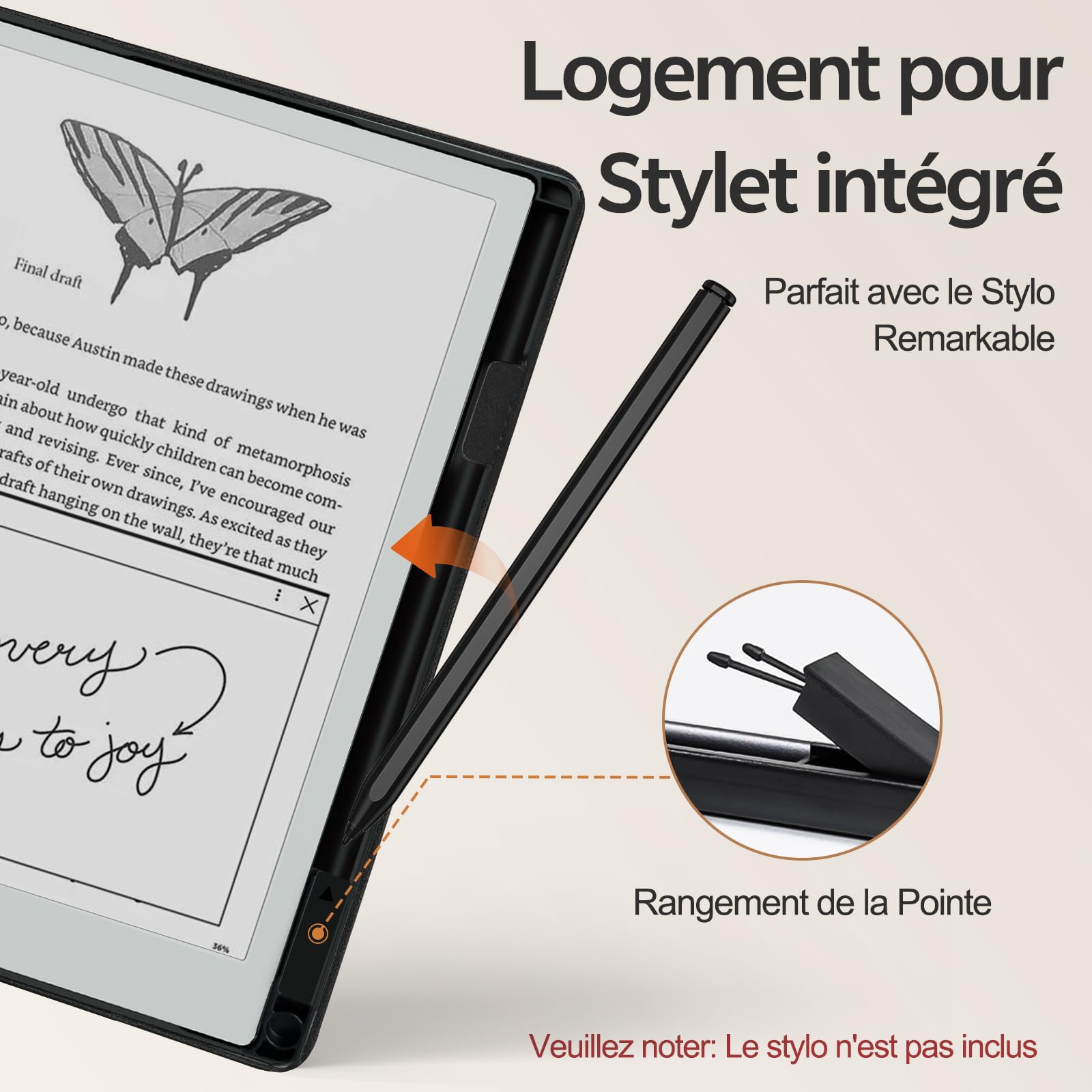 ZSPEED Housse Folio en Cuir PU pour Remarkable 2 10,3" 2020, Porte-Stylet