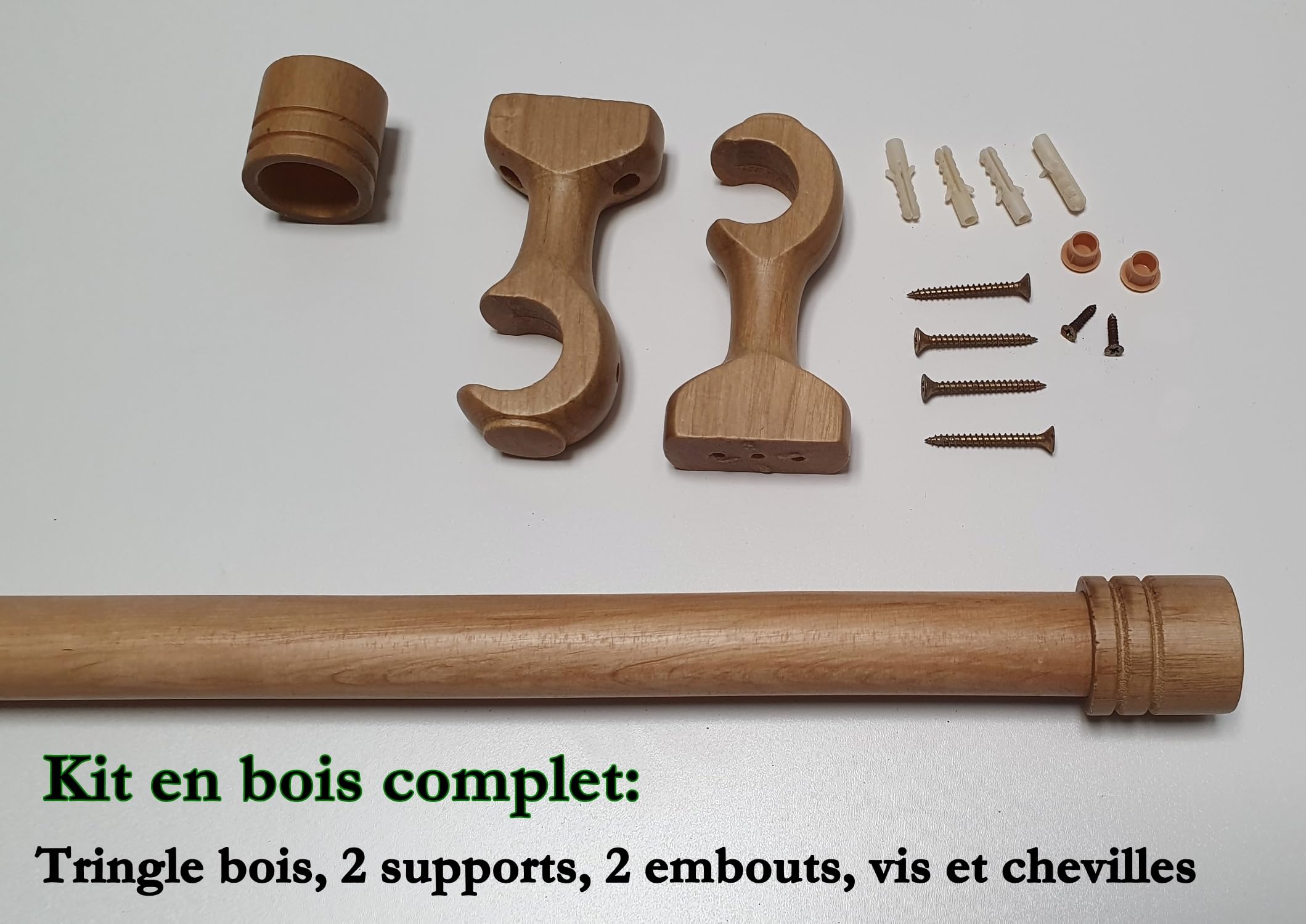 Moderno Bastone Per Tende In Legno Con 2 Staffe, Robusto Legno Massiccio Breve Bastone Per Tende 29mm Diametro Singtola Aste Per Tende Per Home Decor ,Senza Anello-B-160CM
