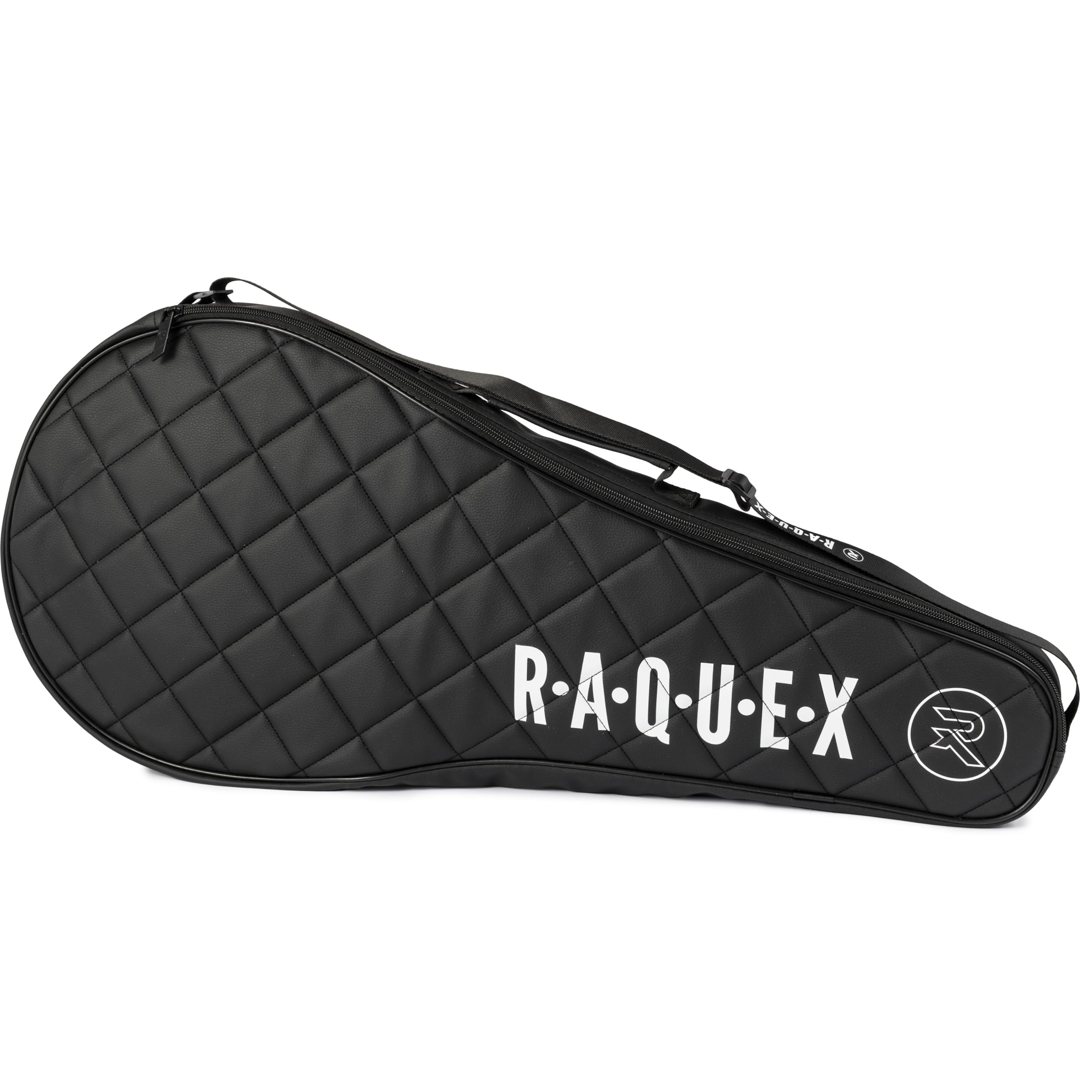 Raquex Elite Housse de protection pour raquette de tennis 2 – Sac avec poignée de transport et bandoulière – Housse matelassée en similicuir rembourré pour raquette de tennis – Noir – Cadeau de sport