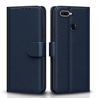 Pikkme Oppo F9 / F9 Pro / A5 / A5s /A7 / A11k /A12/Realme 2/2 Pro/Realme U1 Flip Cover Magnetic Leather Wallet Case Shockproof TPU for Oppo F9/F9 Pro/A5/A5s/A7/A11k/A12/Realme 2/2 Pro/Realme U1 (Blue) - image, photos