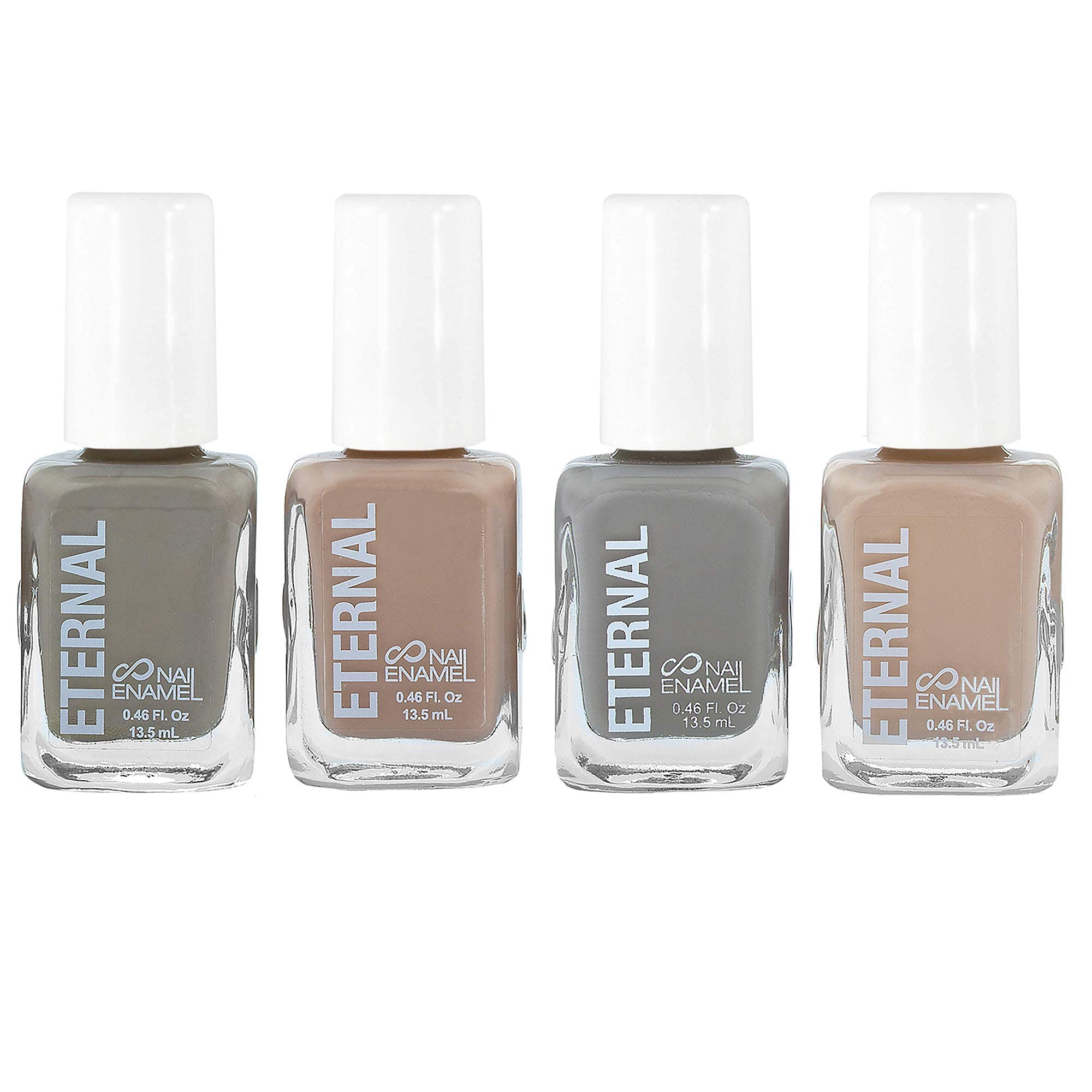 Eternal 4 Collection – Set of 4 Nail Polish: Long Lasting, Mirror Shine, Quick Dry, Neutral Colors (Nude Gray)