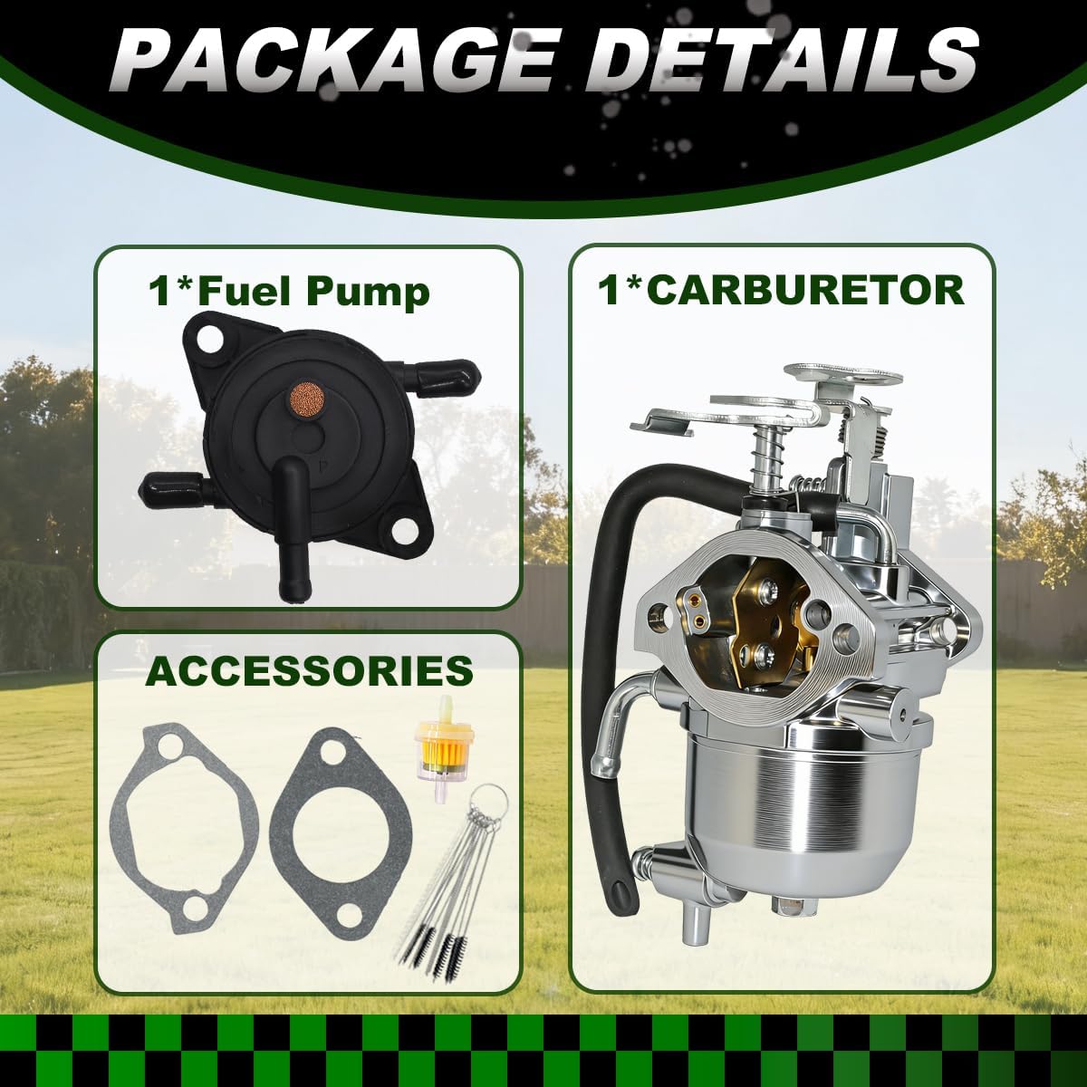 15003-2943 Carburetor Replacement for Kawasaki Mule 600 610 SX XC SC 4x4 KAF400 KAF400B KAF400A KAF400C KAF400E KAF400D Engine with Fuel Pump, Replaces 15004-0953 11061-7026 11061-7027f