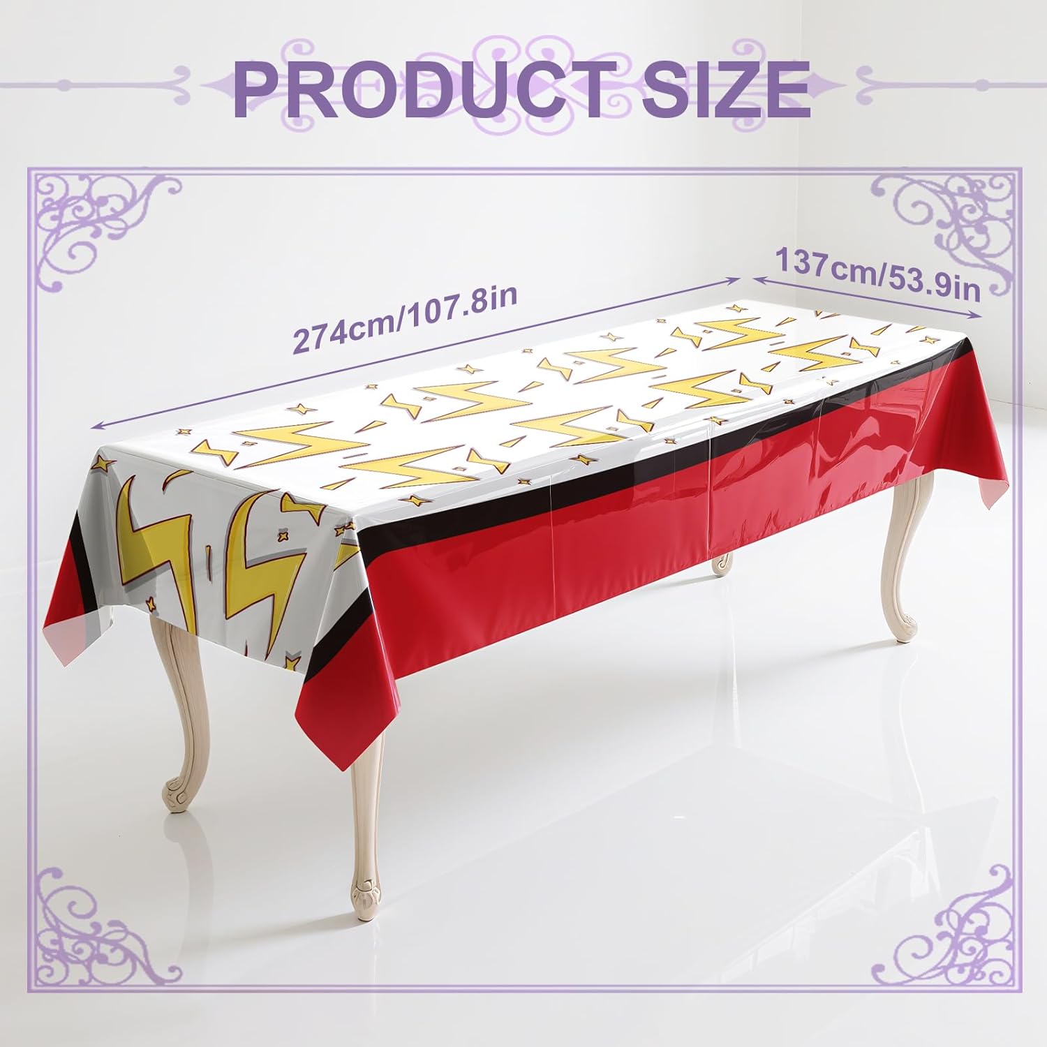 3 Pcs Cartoon Anime Birthday Party Tablecloth Red and White Disposable Rectangular Cloths Waterproof Plastic 108 x 54 in Tablecloth Party Decorations Supplies