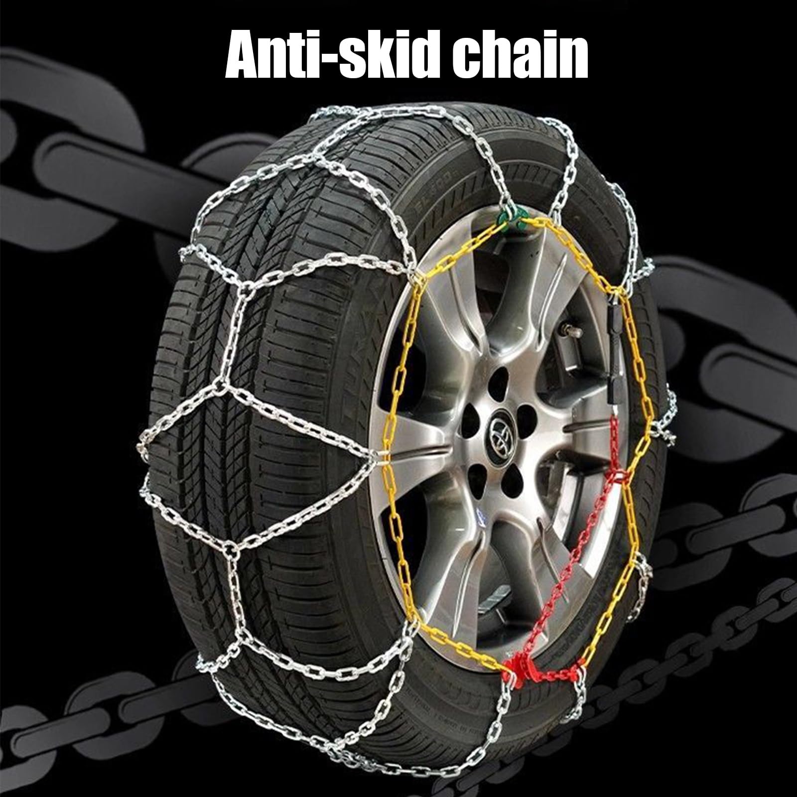 2x Cadenas de Nieve for Coche - Cadenas for Autos - Máximo Agarre y Montaje Fácil - Cadenas Metálicas for Nieve - for coches Barro Arena Nieve Hielo(166/55R14)