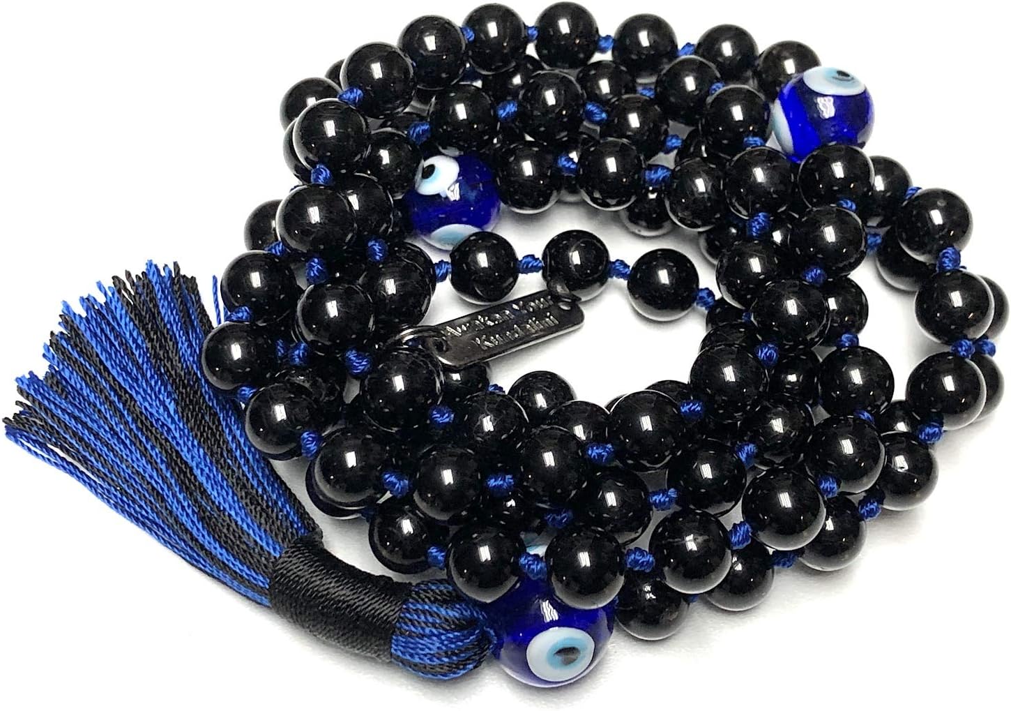 Black Tourmaline and Evil Eye 108 Mala Beads Necklace - Birthstone Jewelry - Root & Third Eye Chakra - Discover Balance and Style - Image 3