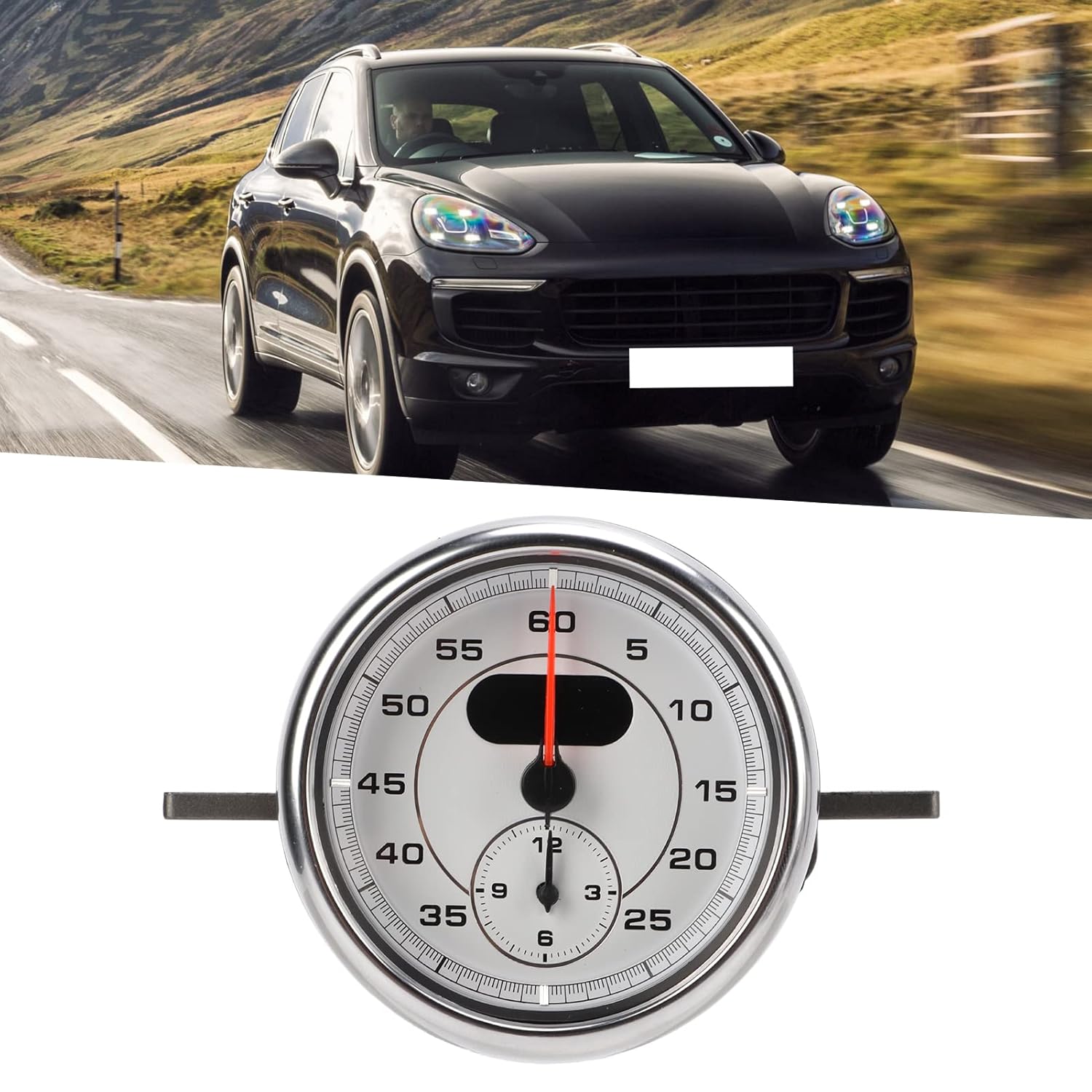 ABS Dashboard Gauge Clock Car Interior Accessory Replacement for 718 911 Dashboard Gauge ClockDashboard Lap TimerCar Dashboard StopwatchCar Meter (White)