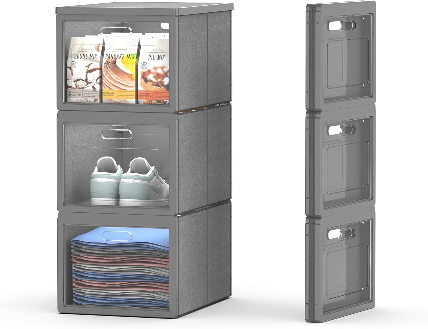 Foldable Cabinet With Transparent Door, 3 Cubes, Easy to Assemble, DIY Closet Cabinet, Modular Bookcase for Living, Dorm Room 11.8x15.75x29.53 in 11.8x15.75x29.53 inch 3pack Air