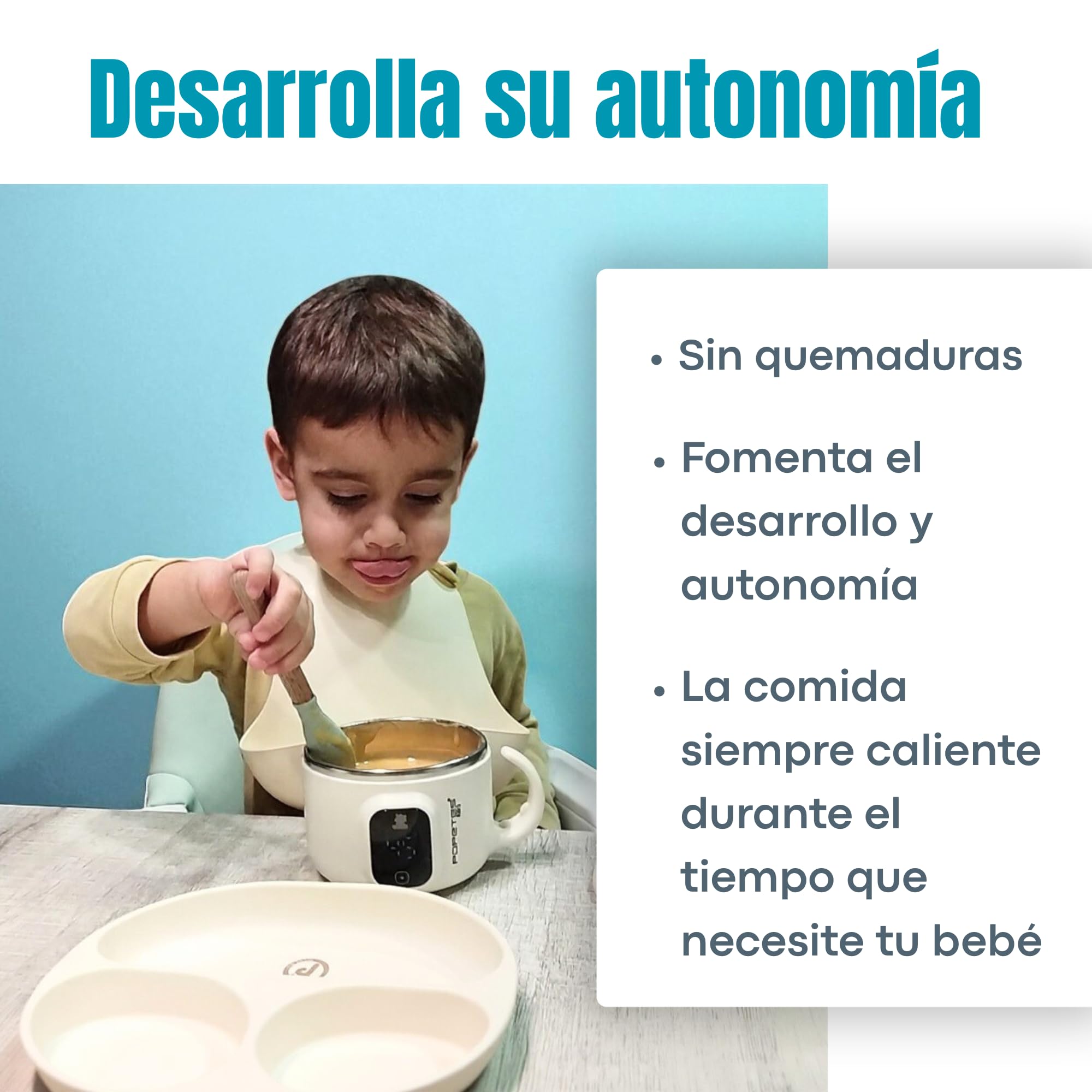 Calentador de potitos pórtatil RAPTOR. Solución inalámbrica, recargable, cuenco para atemperar papillas, purés y alimentos para bebé, Ideal para viajes y uso diario. El regalo ideal.