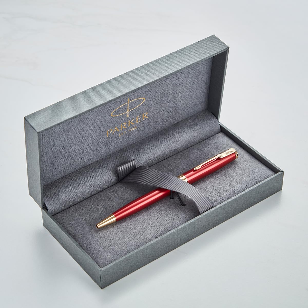 Personalised Parker Sonnet Pen with Custom Engraving - Gifts for Professionals, Graduation, Wedding, Birthday - Pen with Name/Text Customisation (Rollerball Pen, Red Gold Trim)