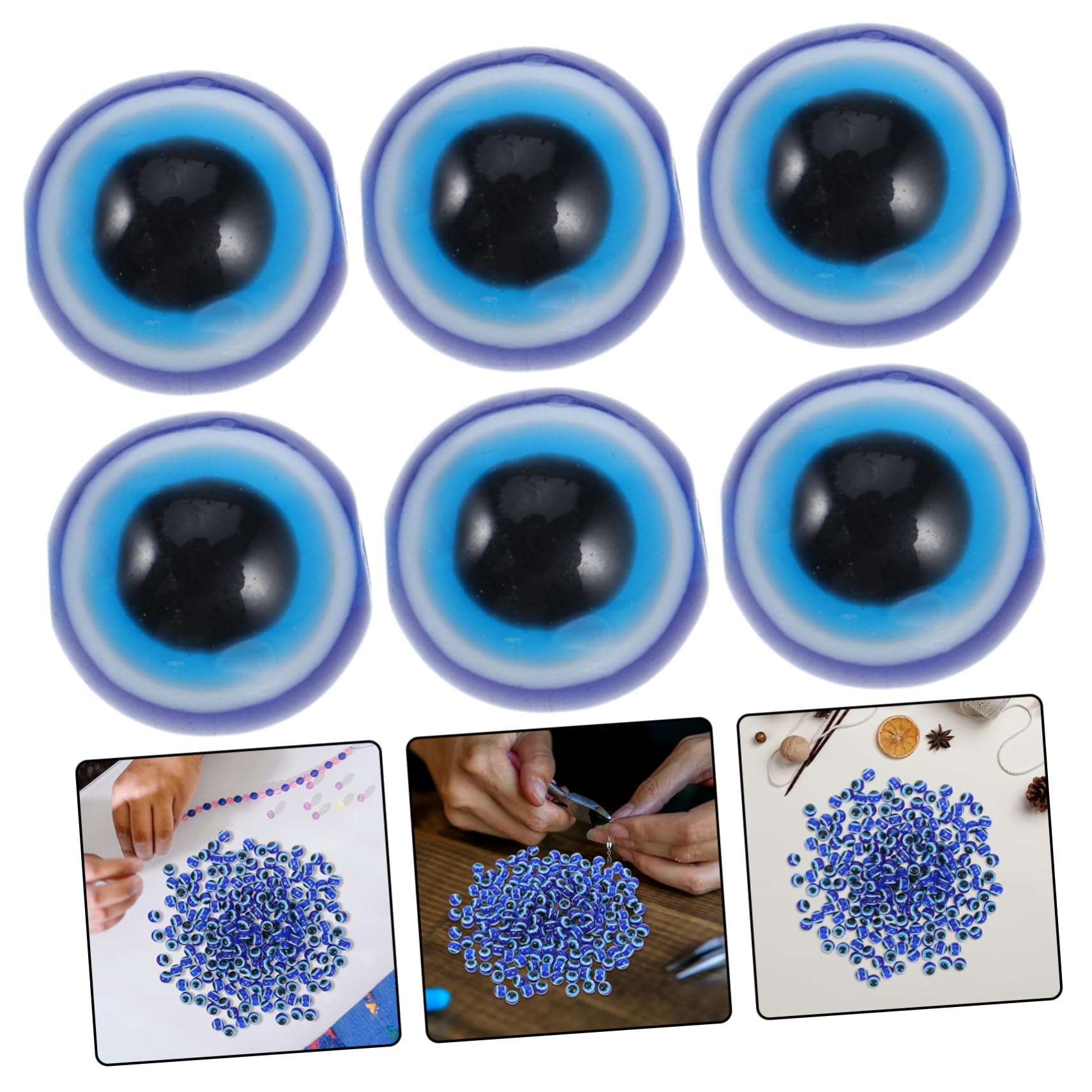 SHINEOFI 600stücke Blaues Augen-design Resin Runde Spacer Perlen Für Armbänder Und Bastelprojekte Für Kreative Schmuckherstellung Und Heimdekoration