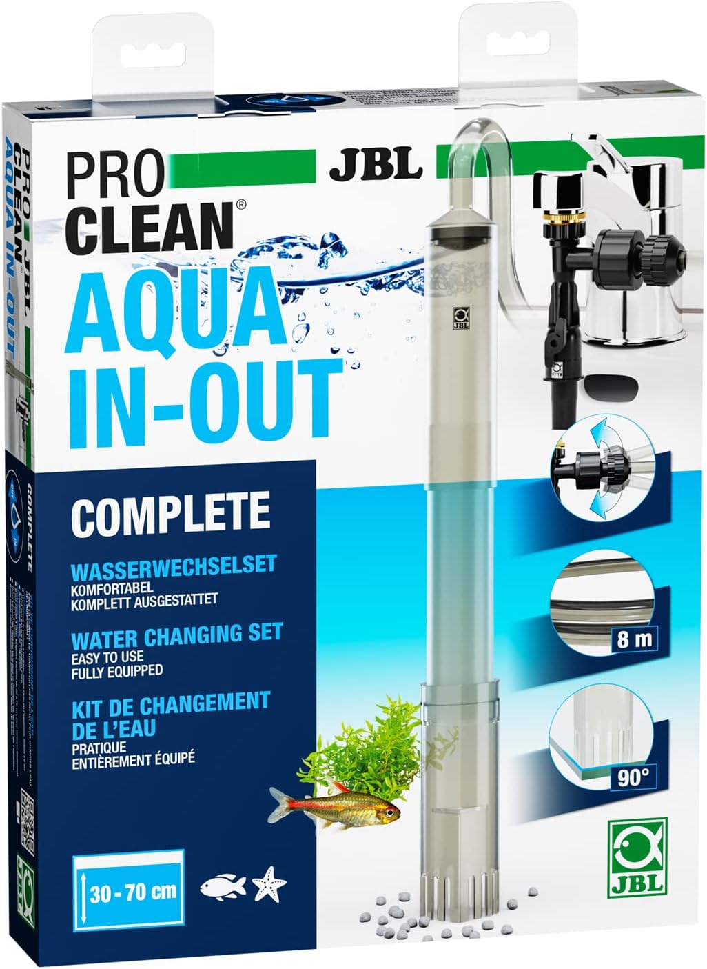 Proclean Aqua In-Out Complete 6142100 Water Change Kit For Aquariums, Includes Floor Cleaner, Hose And Intake Pump, Connection To Tap, Grey/Black
