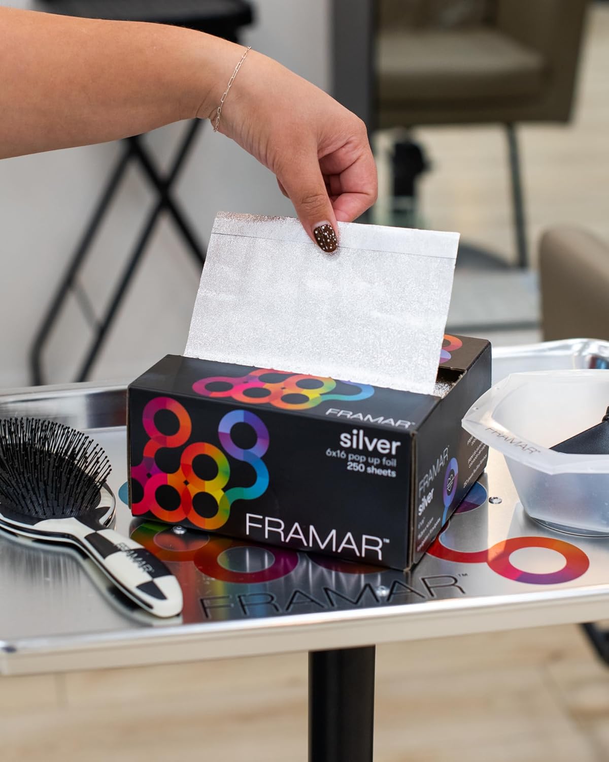 Framar 6x16 Extra Large Silver Hair Foils For Highlighting - Pop Up Hair Foil For Hair Highlighting, Highlight Foils For Hair, Salon Foils For Hair Stylist, Non Slip 250 Pop Up Foil Sheets