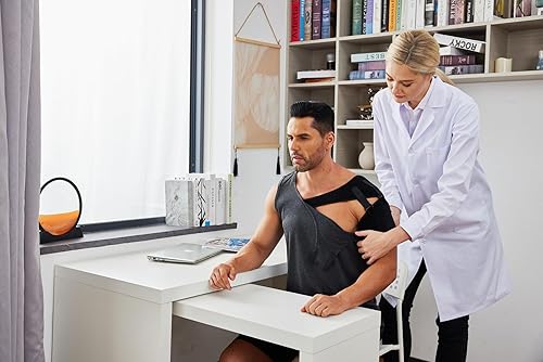 Miniatura 4 de Deyeek Camisetas sin mangas unisex con acceso a presión para el hombro, camisetas posoperatorias, camisa de quimioterapia desgarrada, ropa después