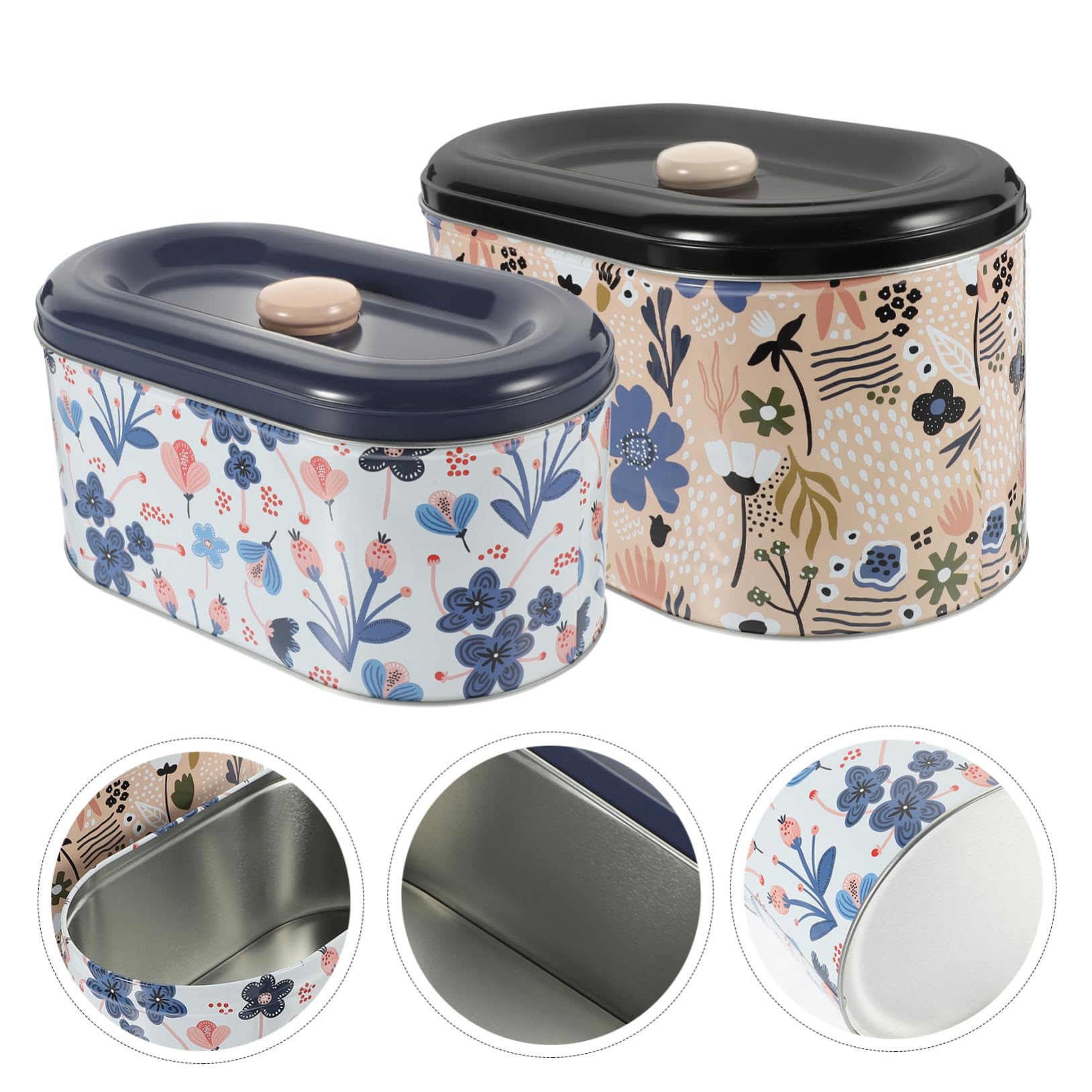 Alipis Boîte à Biscuits en Fer-blanc Lot de 2, Boîte Hermétique | Bonbons et Petits Snacks, Portable, Motif Jardin Végétal, Fête Présent