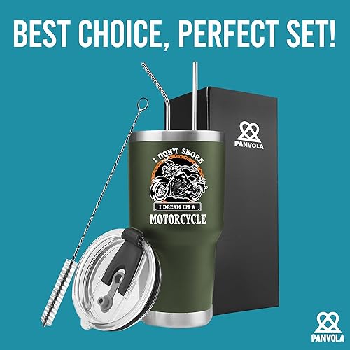 Miniatura 5 de Panvola Vaso de acero inoxidable con texto en inglés "I Don't Snore I Dream I'm A Motorcycle Snorers Motorcyclist Gift Biker Rider For Dad Husband