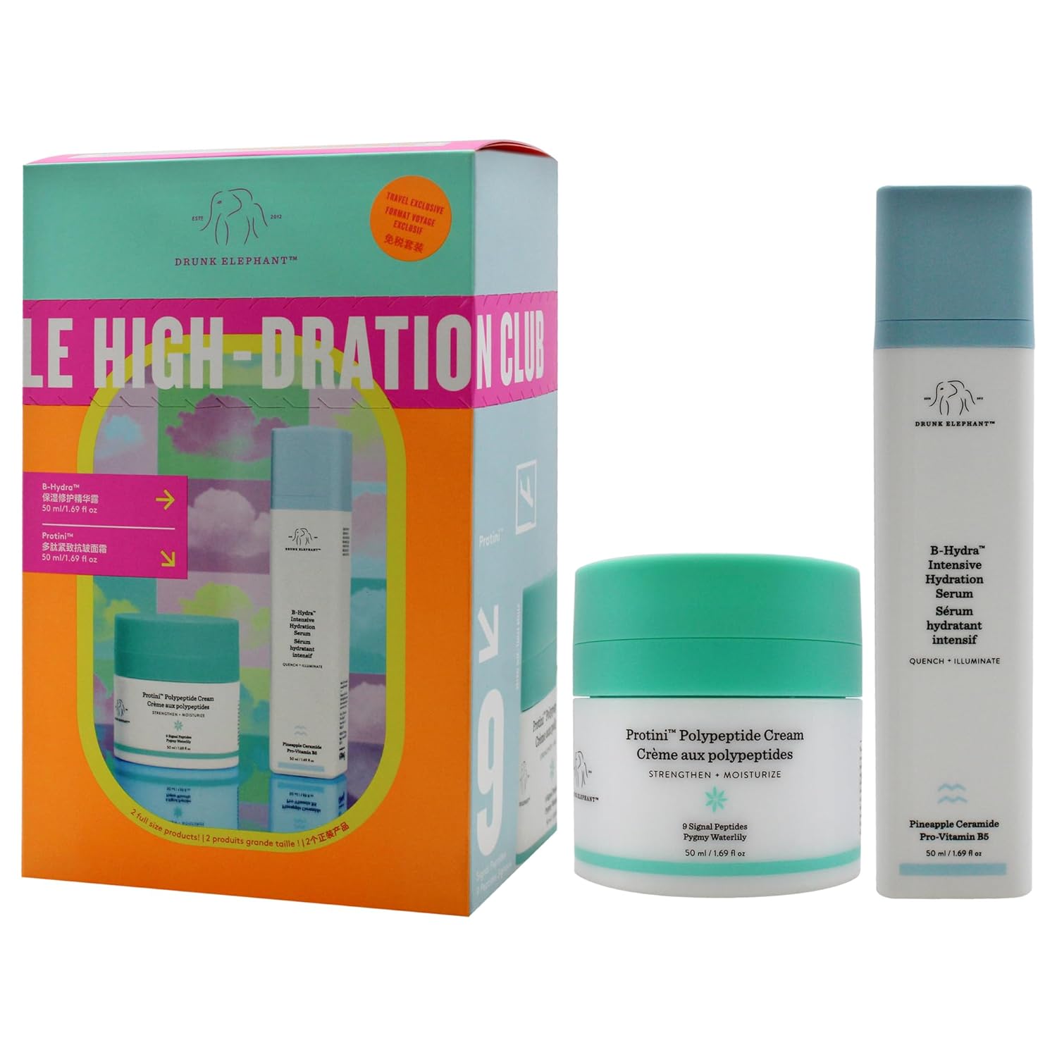 Drunk Elephant kit box open with products