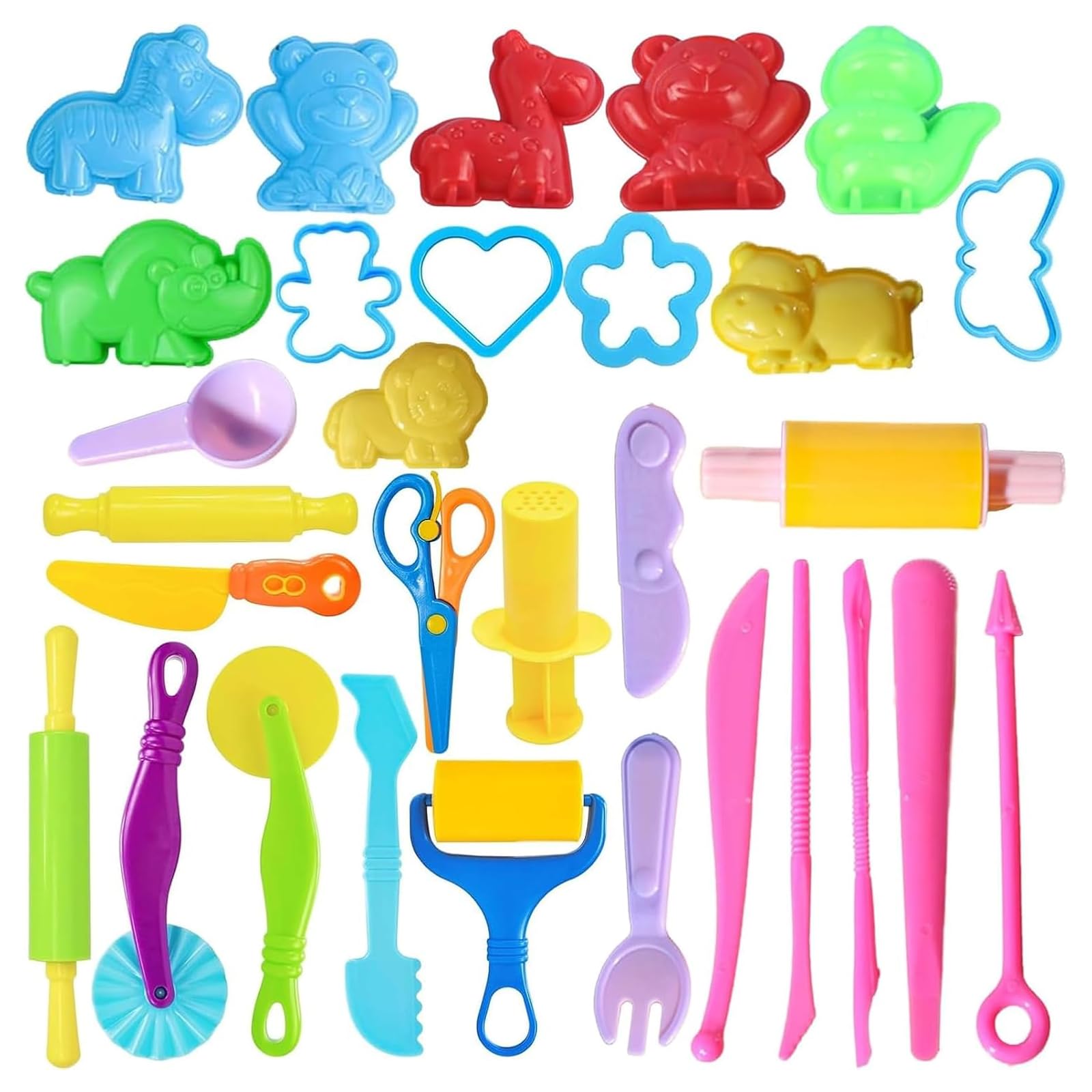 Playdough Accessories Set, 32-Piece Playdough Tools for Kids, Creative Play Dough Cutters and Shapes for Toddlers Boys and Girls, Educational Toys for Toddlers Boys and Girls