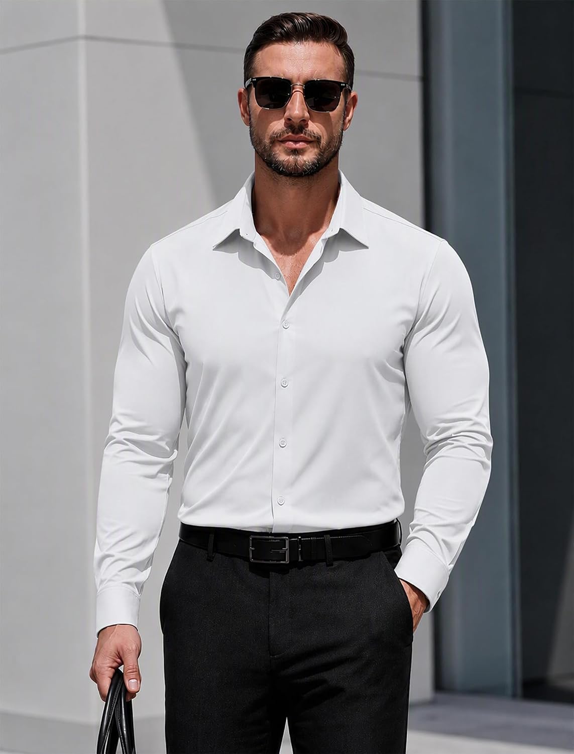 COOFANDY Men's Muscle Fit Dress Shirts Long Sleeve Button Down Shirts