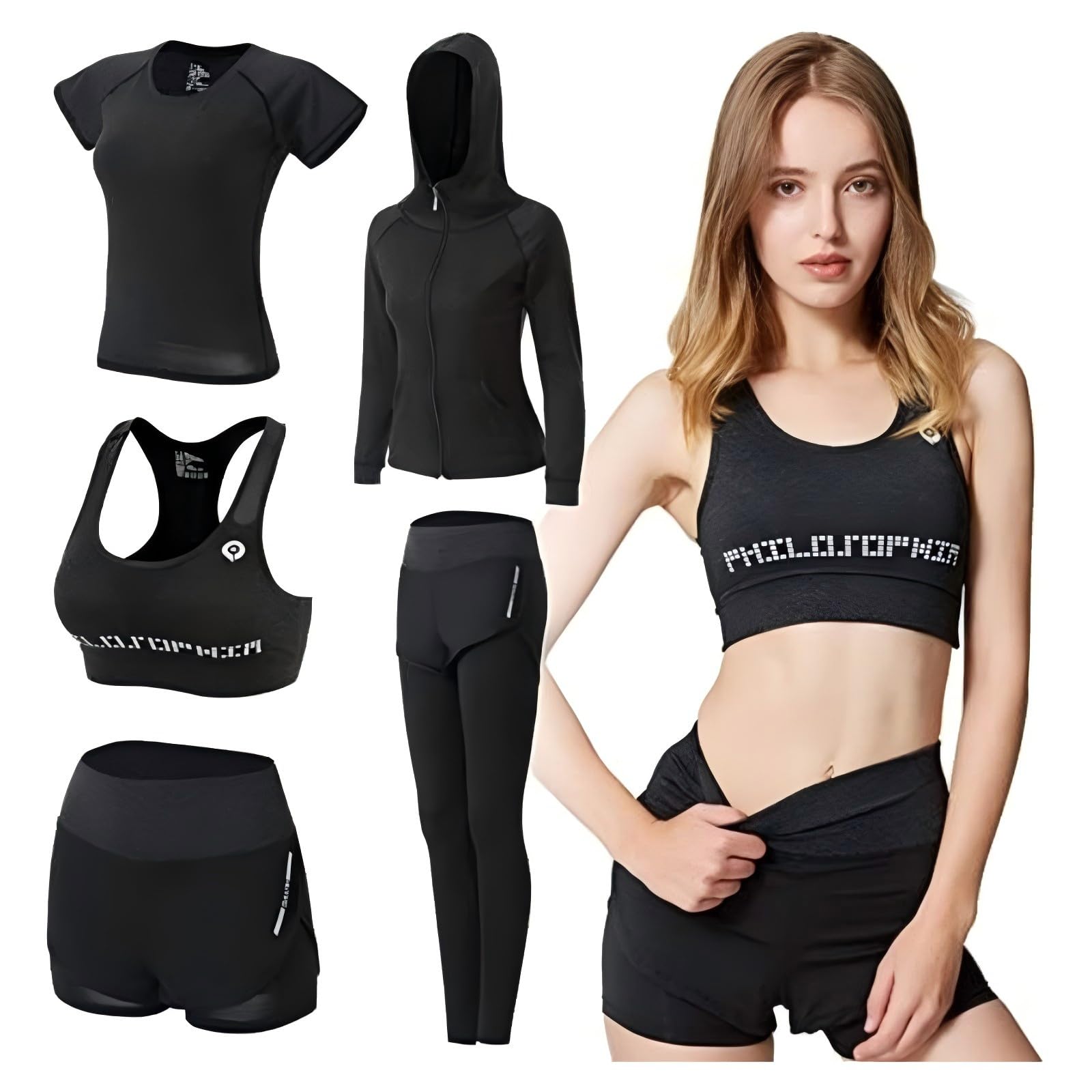 Tuta da donna Set Sportswear 5 pezzi Costumi sportivi palestra yoga atletica fitness jogging tuta sportiva