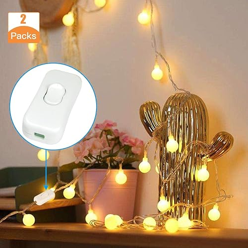 Miniatura 21 de Paquete de 2 interruptores de cable en línea, interruptor de control de lámpara de encendido/apagado para dormitorio, lámpara de mesa, cable