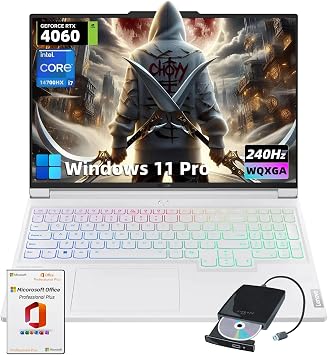 Lenovo Legion 7i Gaming Laptop - 16 WQXGA 240Hz Display | Intel 20-core i7-14700HX | GeForce RTX 4060 | 32GB DDR5 + 1TB SSD | Windows 11 Pro + Free Office Pro | Copilot - Glacier White