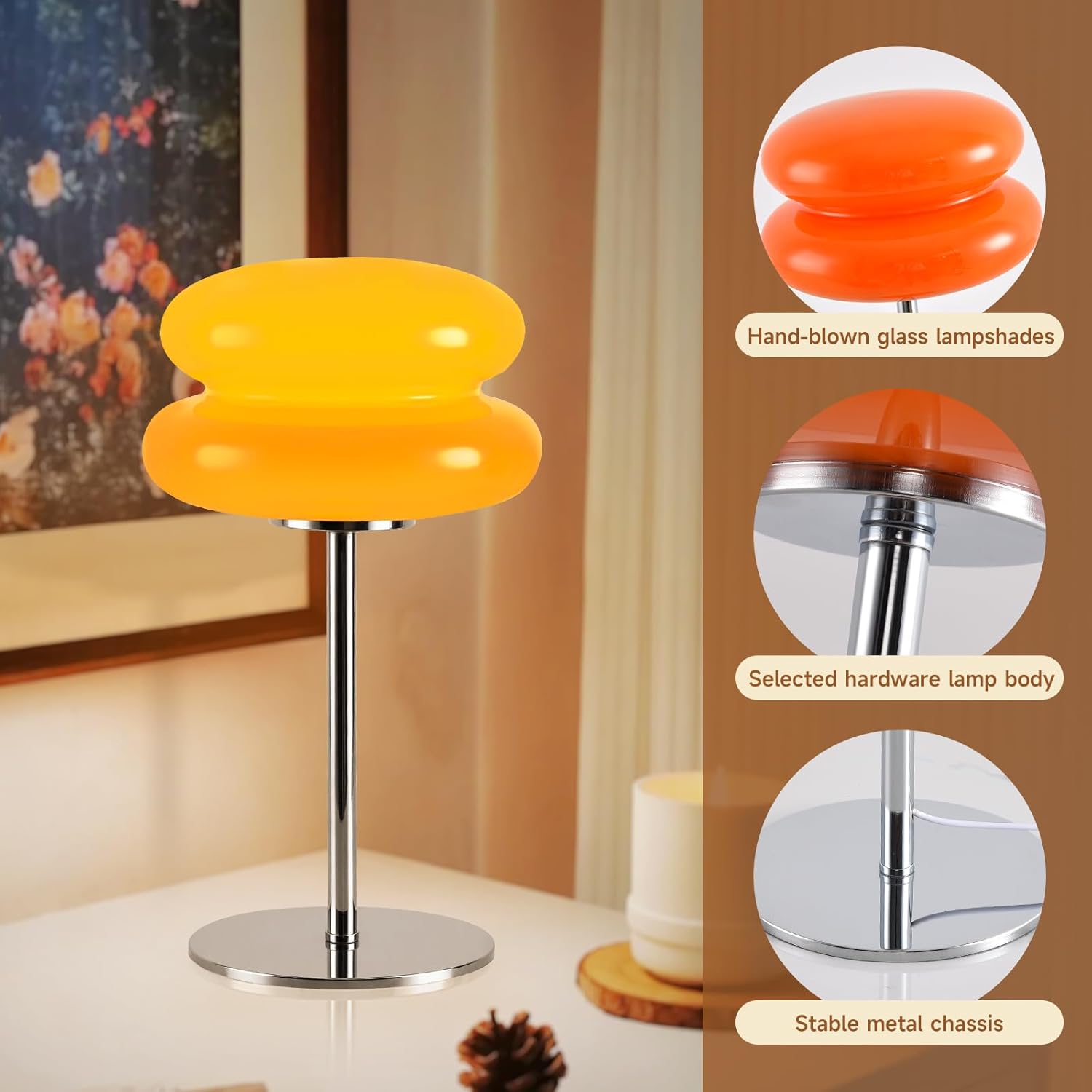 WELIASA Cream-Style Creative Bread Lamp - Children's Room Night Light Birthday Gift Cute Bedside Table lamp dimmable Sleep Atmosphere Light for Home Decoration-Orange