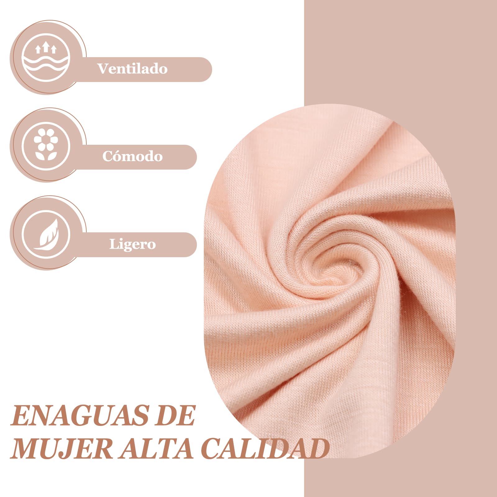 Falda Anti Walking Media Enagua Nude Algodón Enaguas Minifalda Stretch Transpirable Falda Slip para Debajo del Vestido Antiestático Enaguas para Vestidos Cintura 65cm/25.5in M