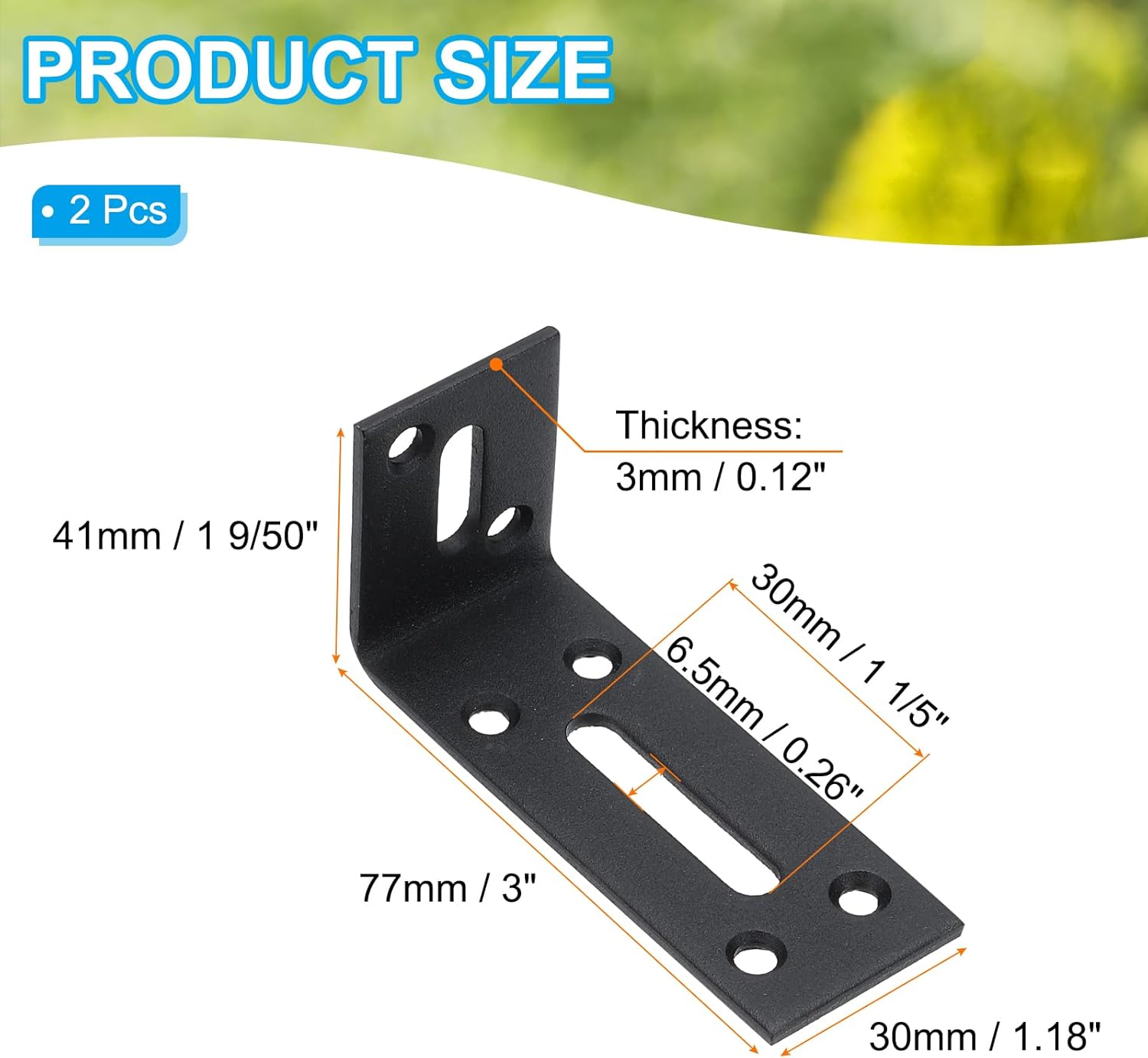 PATIKIL 3" Adjustable l Bracket with Slot, 2 Pcs Floating Shelf Bracket Right Angle Corner Braces L-Shape Corner Brace for Wood Shelve Furniture Shelf, Black
