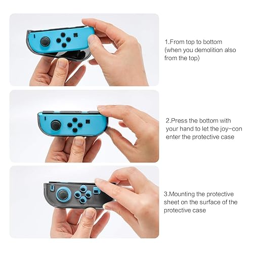 Miniatura 7 de Dockable Protective Case Kit for Nintendo Switch, Crystal Clear Protector for Nintendo Switch with a Tempered Glass Screen Protector and 6 Joy Stick