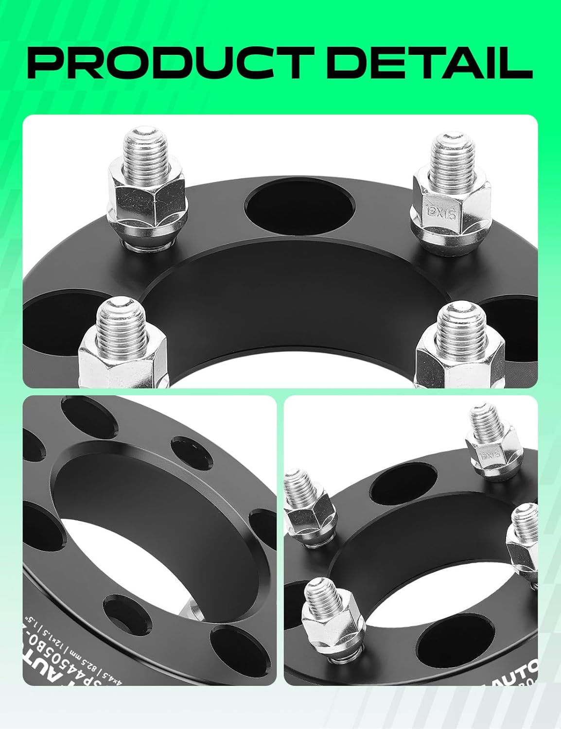 YHTAUTO 4x4.5 Wheel Spacers 1.5 Inch Fits Honda, Hyundai, Kia, Acura, Mitsubishi, Volvo, Suzuki, Accord Optima S40 4x114.3mm Tire Spacers w/ M12x1.5 Studs, 82.5mm Center Bore 4 Lug 2PCS Black