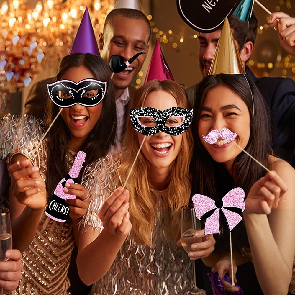 Premium Party Photo Booth Props Set Selfie Props,Funny Selfie Props Wedding Props Accessories Photo Posing Props for New Years Props,Graduation Props,Large Glasses - Image 2