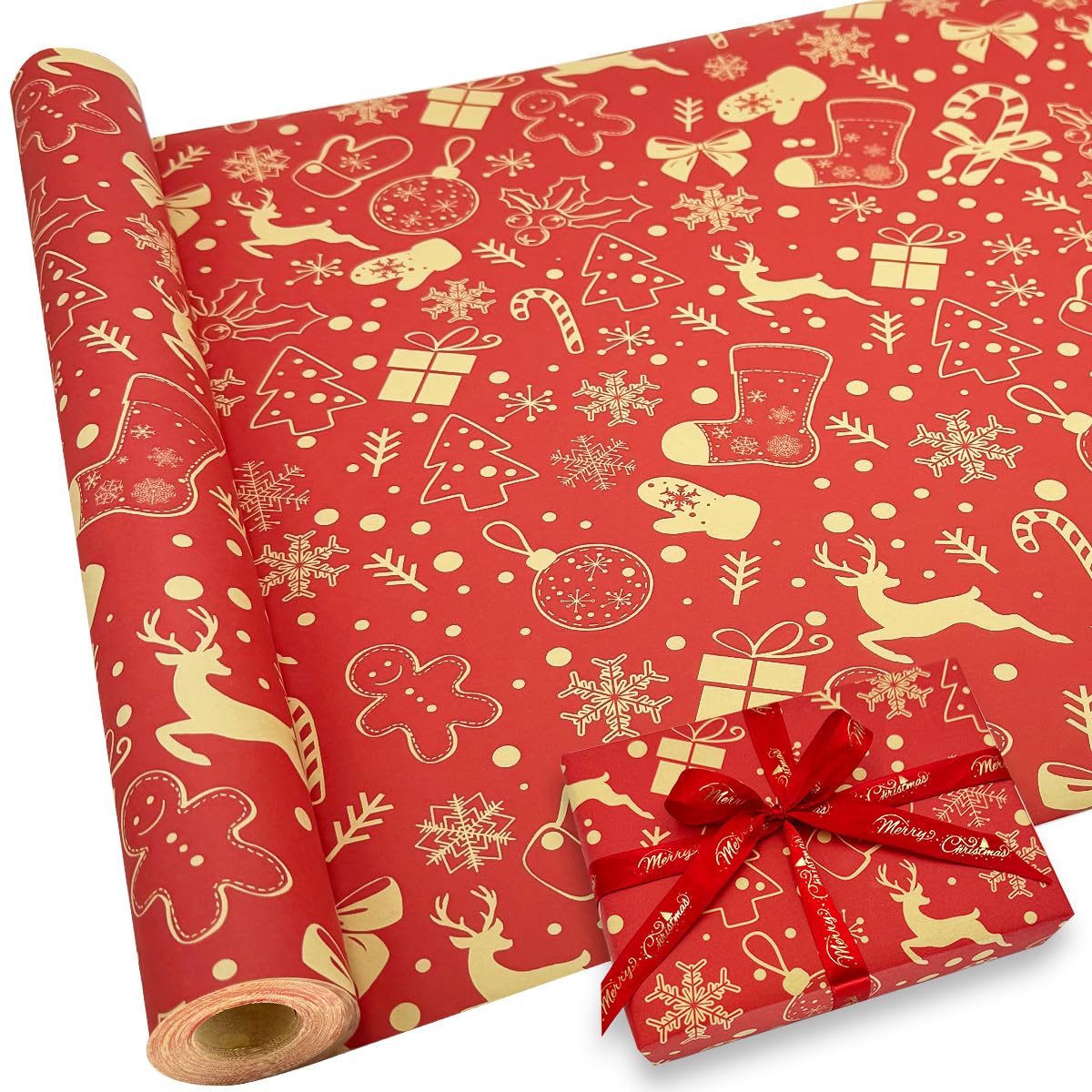 Confezione Da 10 Rotoli Di Carta Natalizia Con 2 Disegni 70x200 70x30x30cm Beige Dam 93939518