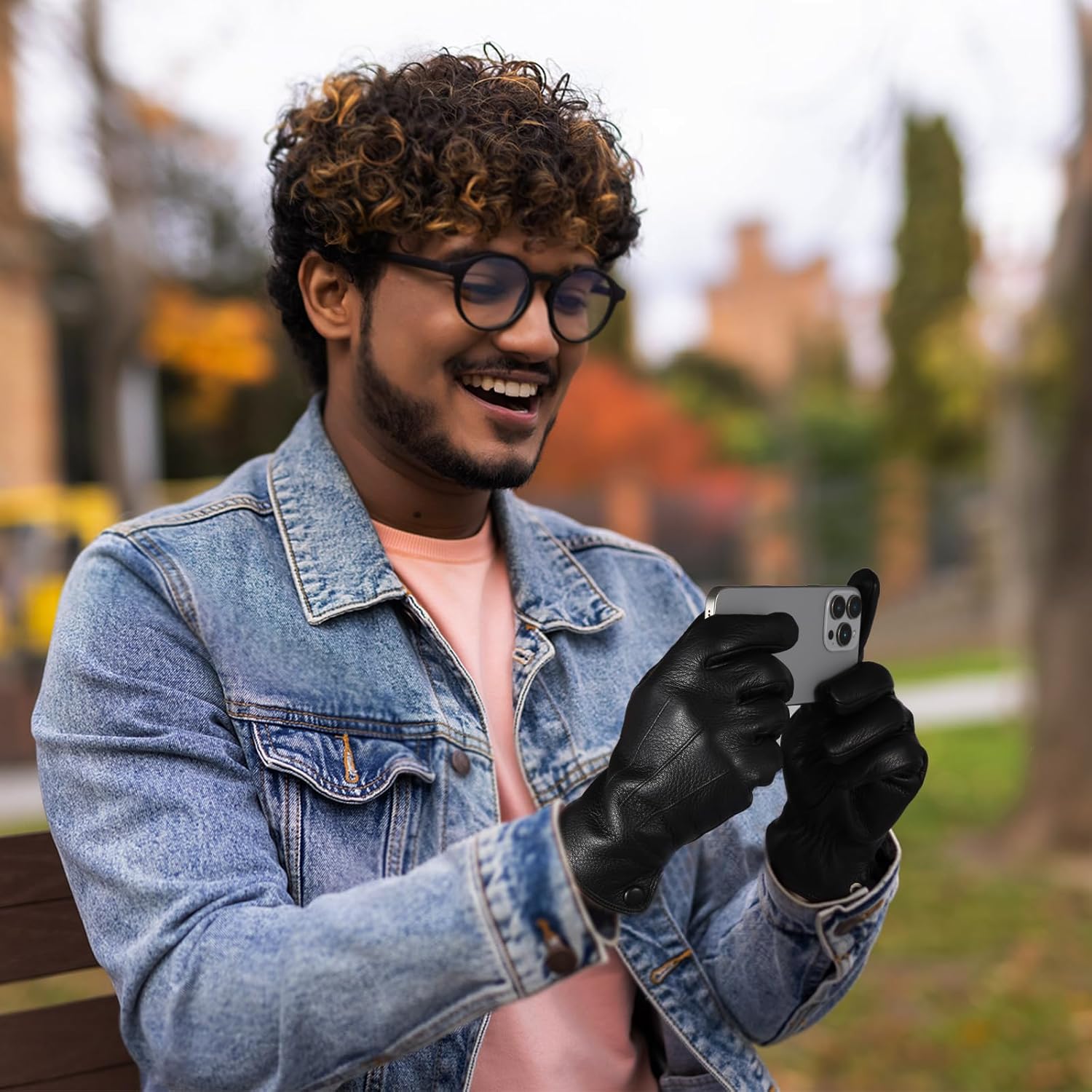 QOF Winter Genuine Leather Gloves for Men, Cashmere Warm Lined Finger Touchscreen Texting Driving Gloves - Image 6