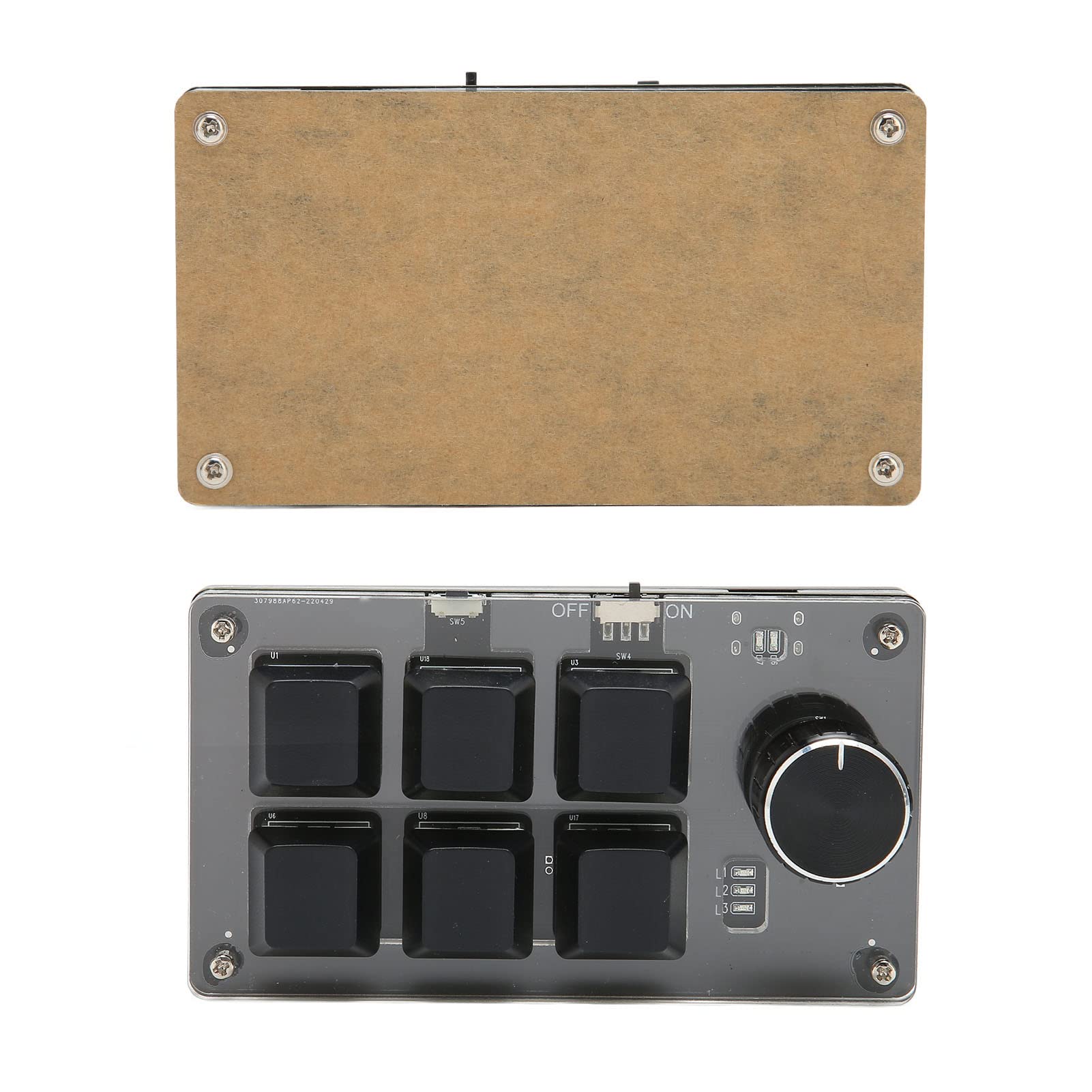 Tastiera Macro Programmabile Meccanica 6 Tasti Con Manopola Tastiera Da Gioco Piccola 12.0×.0×5.0 Cm Modalità USB Adatta Per Ufficio Musica Media Controllo Industriale
