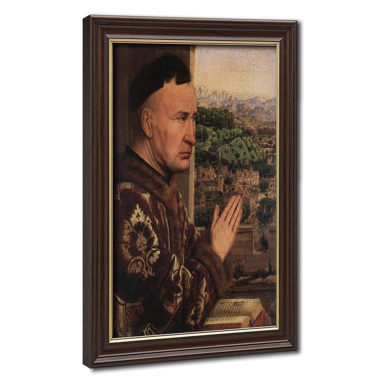 WCYB The Virgin of The Chancellor Rolin by Jan Van Eyck Posters Prints Canvas Deco Paintings Wall Art Hangable Frame 24" L X 36" W
