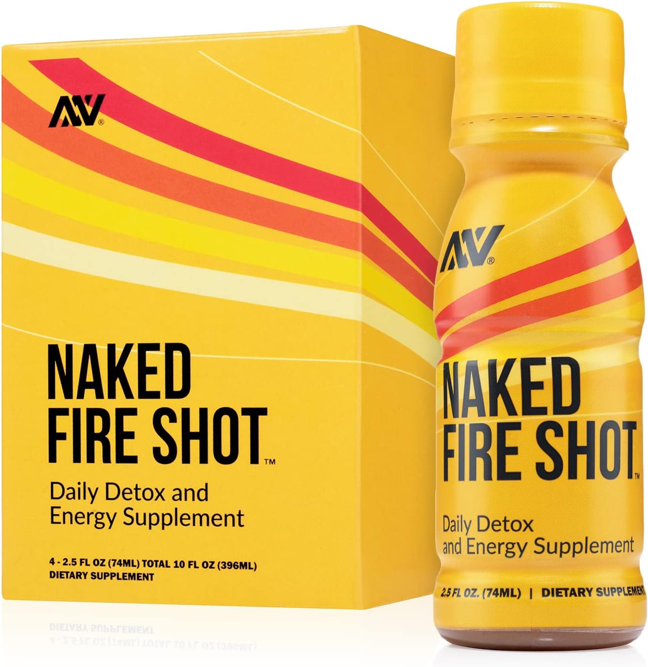 Naked Fire Shot - Natural Energy Ginger Shots, Raw Apple Cider Vinegar, Organic Ginseng & Ashwagandha, Detox, Wellness Energy Shot - 2.5oz