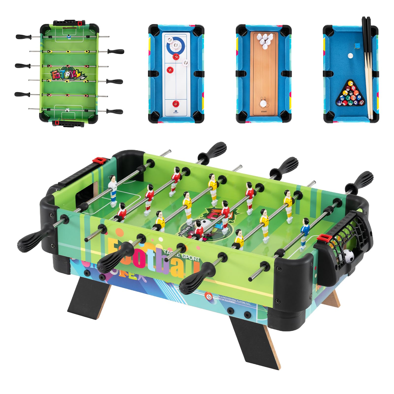 FANTASK 4-in-1 Multispieltisch, Mini Tischkicker mit Billard