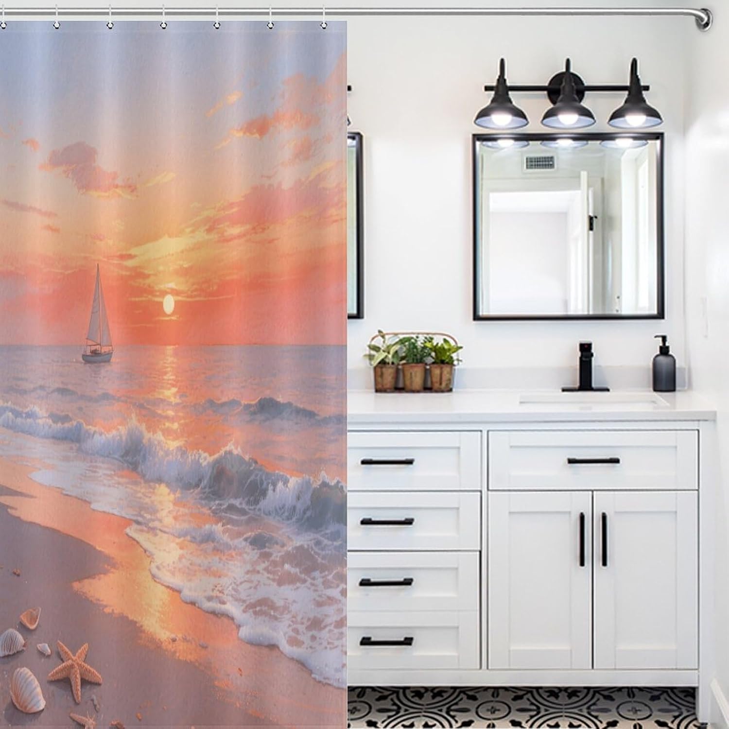 Shower Curtains Fabric Shower Curtain Liner Liner Showers Curtain A Sunset at The Seaside Showers Curtin Opaque for Privacy Protection Water Splash Protection High Aesthetics